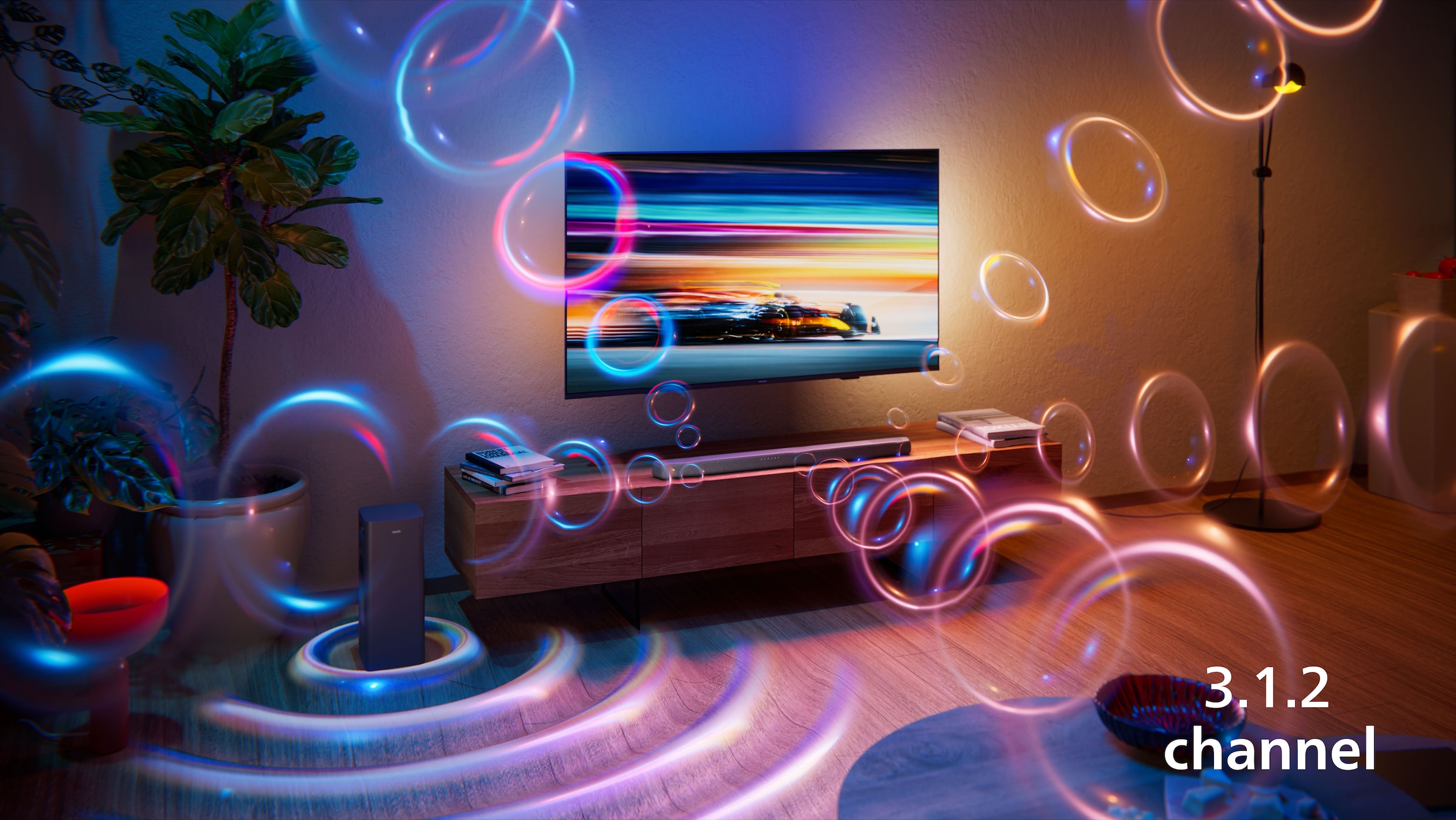 Philips Lautsprecher »TAB8301/10« 3.1.2 (A2DP Bluetooth | AVRCP Bluetooth | Bluetooth App-Steuerung | Bassregelung | Equalizer | Nacht Modus | USB-Wiedergabe 190 W)