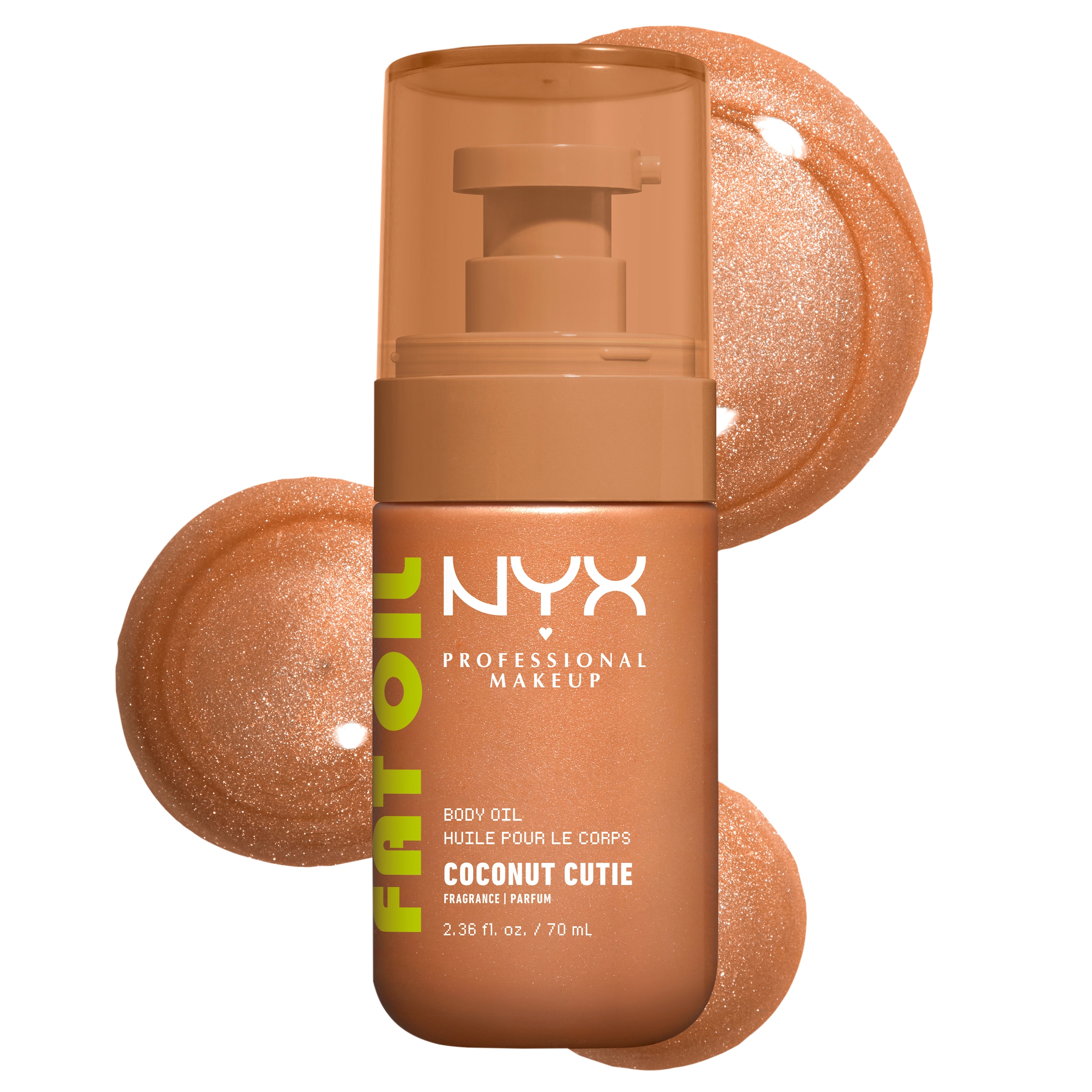 NYX PROFESSIONAL MAKEUP Körperöl »FAT OIL BODY OIL COCONUT CUTIE« für strahlenden Glow am Körper, duftet nach Kokosnuss