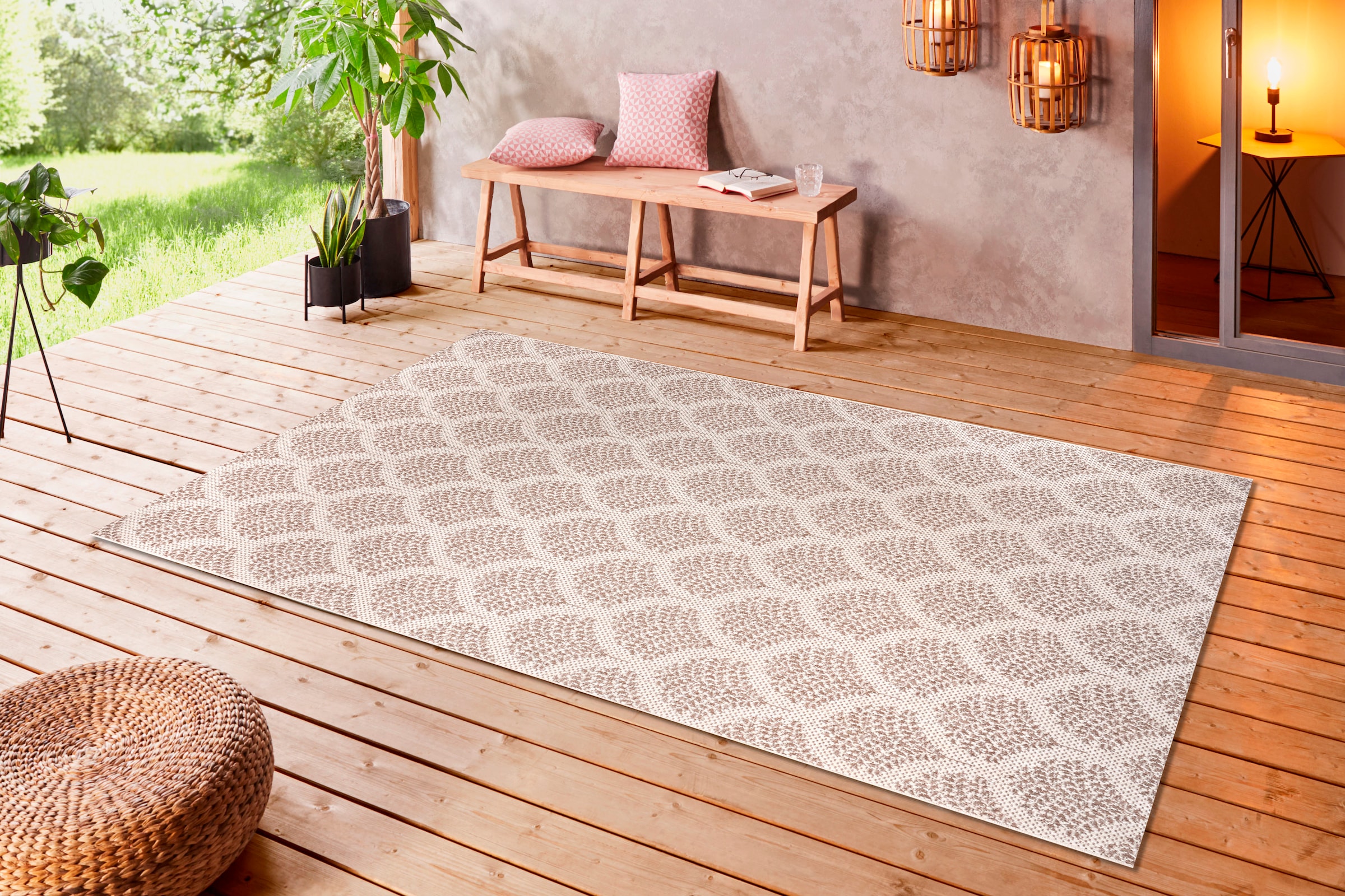 Home affaire Teppich »Maren«, rechteckig, In- und Outdoor-Teppich,  Strapazierfähig und pflegeleicht, Flachgewebe | Kurzflor-Teppiche