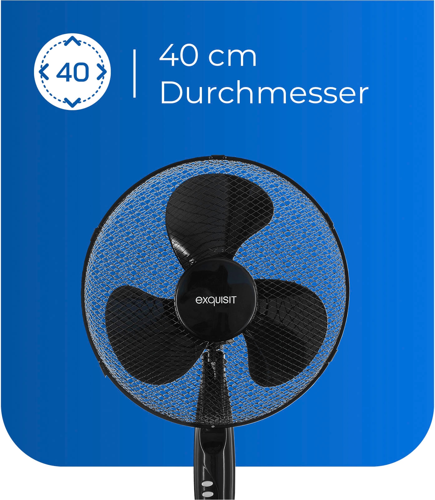 exquisit Standventilator »VS 35065 sw«, Ø 40 cm, inkl Oszillation & 50 W Leistung, schwarz