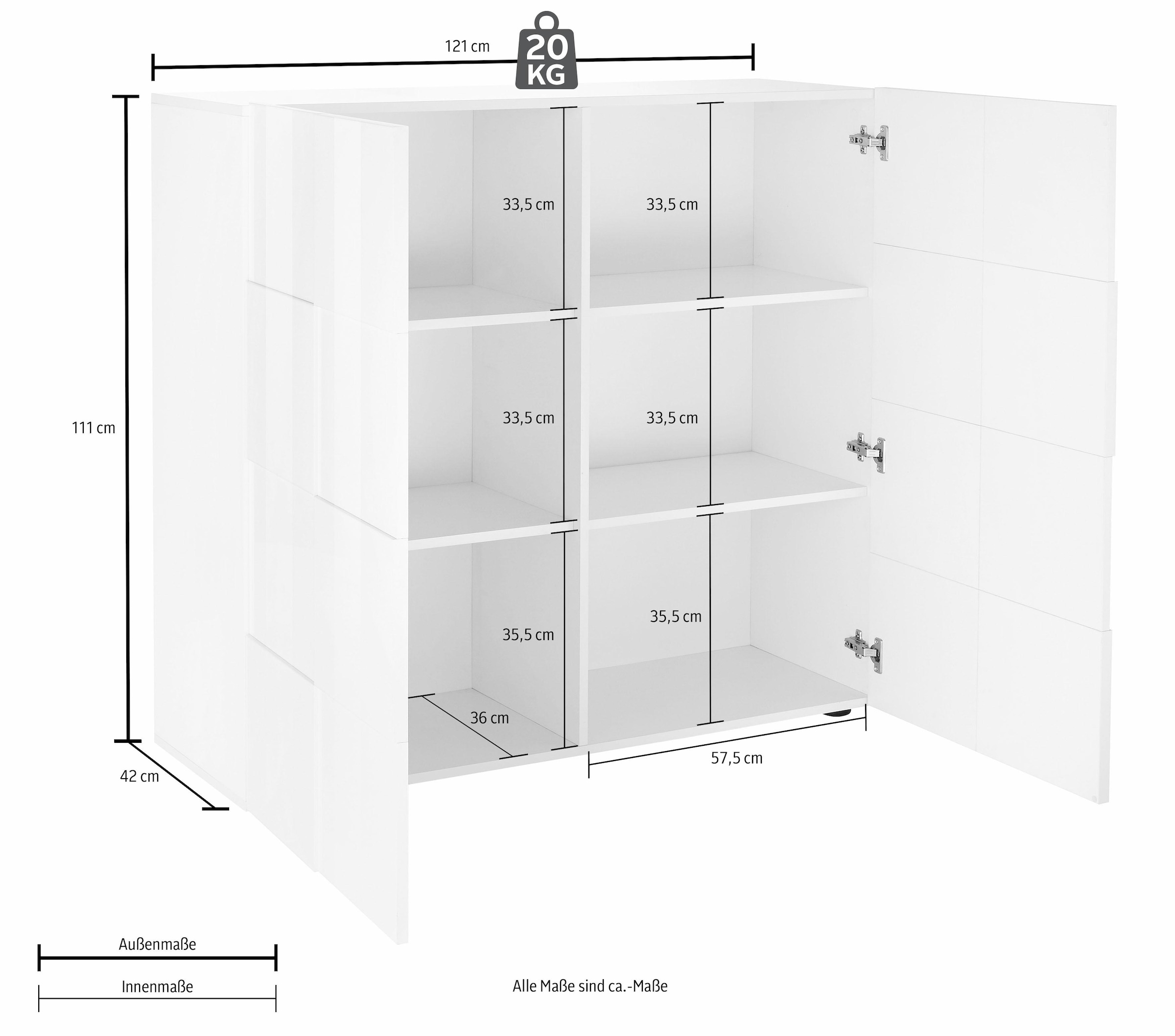 INOSIGN Highboard »Dama«, Breite 121 cm