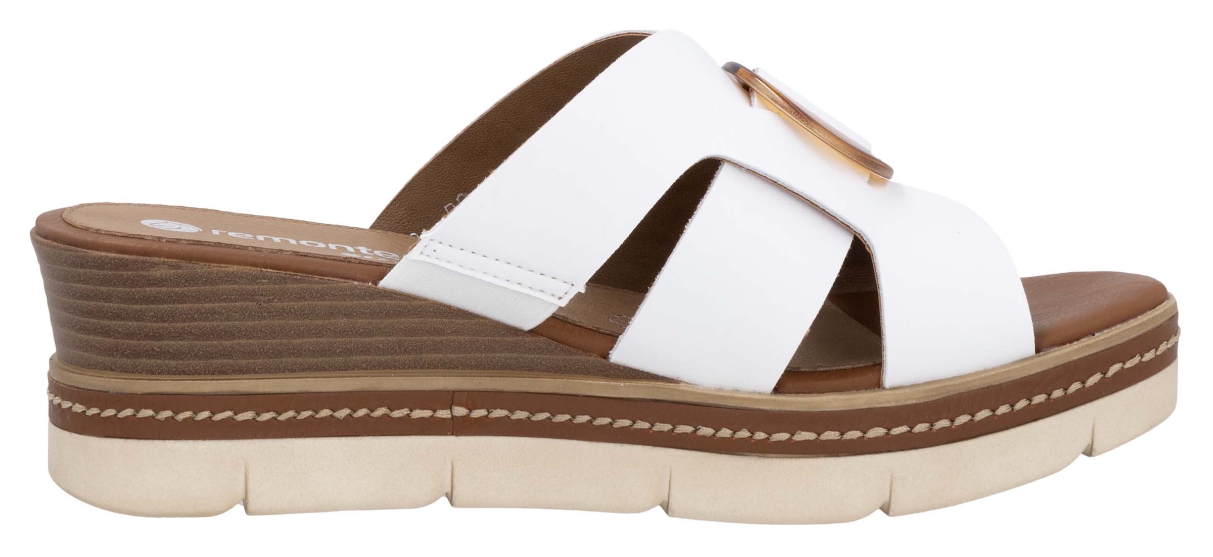 Remonte Pantolette, Keilabsatz, Sommerschuh, Schlupfschuh mit schöner Zierschnalle