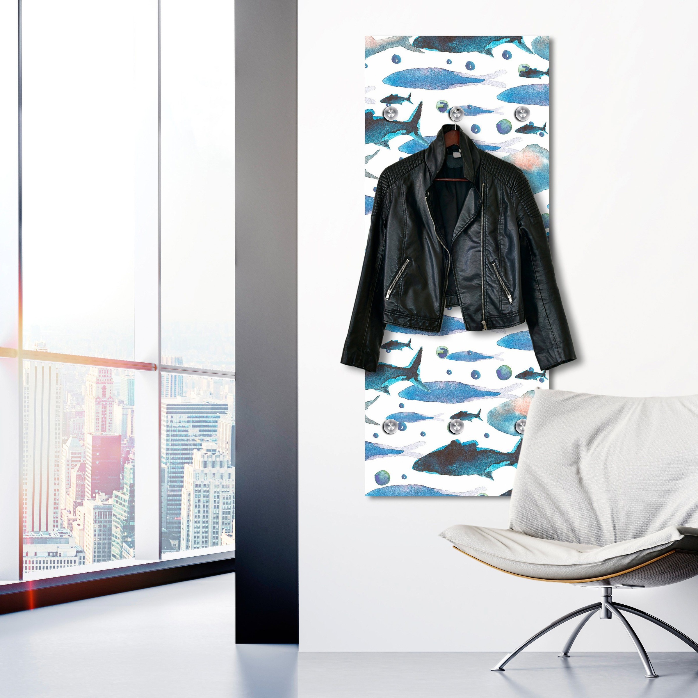 queence Garderobenleiste »Fische« mit 6 Haken, 50 x 120 cm