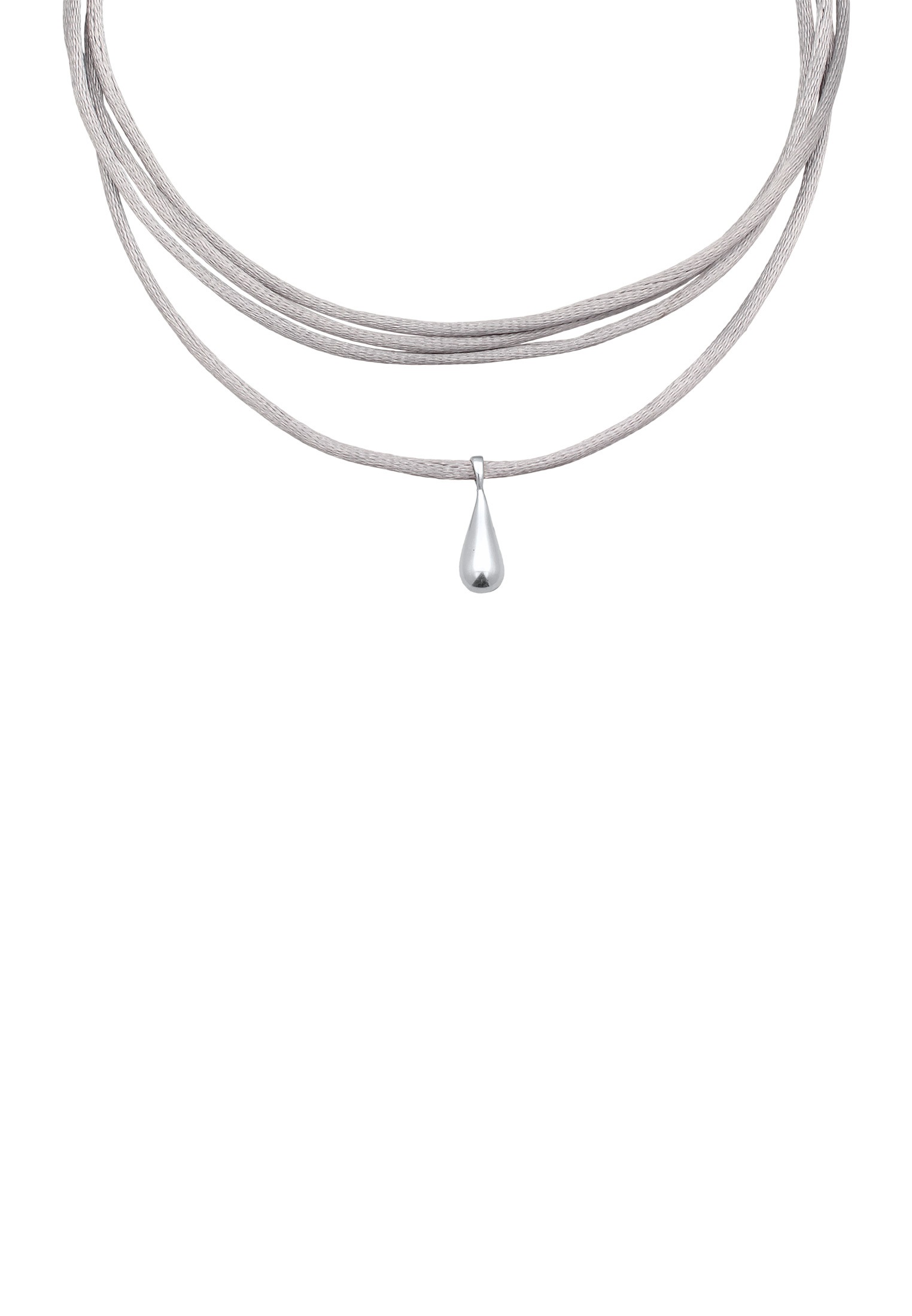 Elli Kette mit Anhänger »Halskette Satinband Tropfen Anhänger 925 Silber«