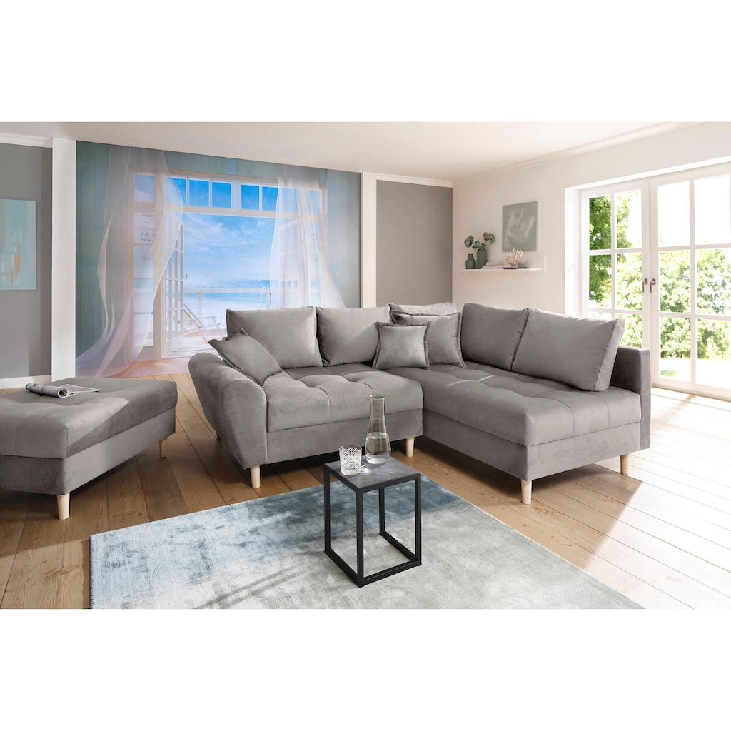 Home affaire Ecksofa »Rice«, (Set, mit Hocker)