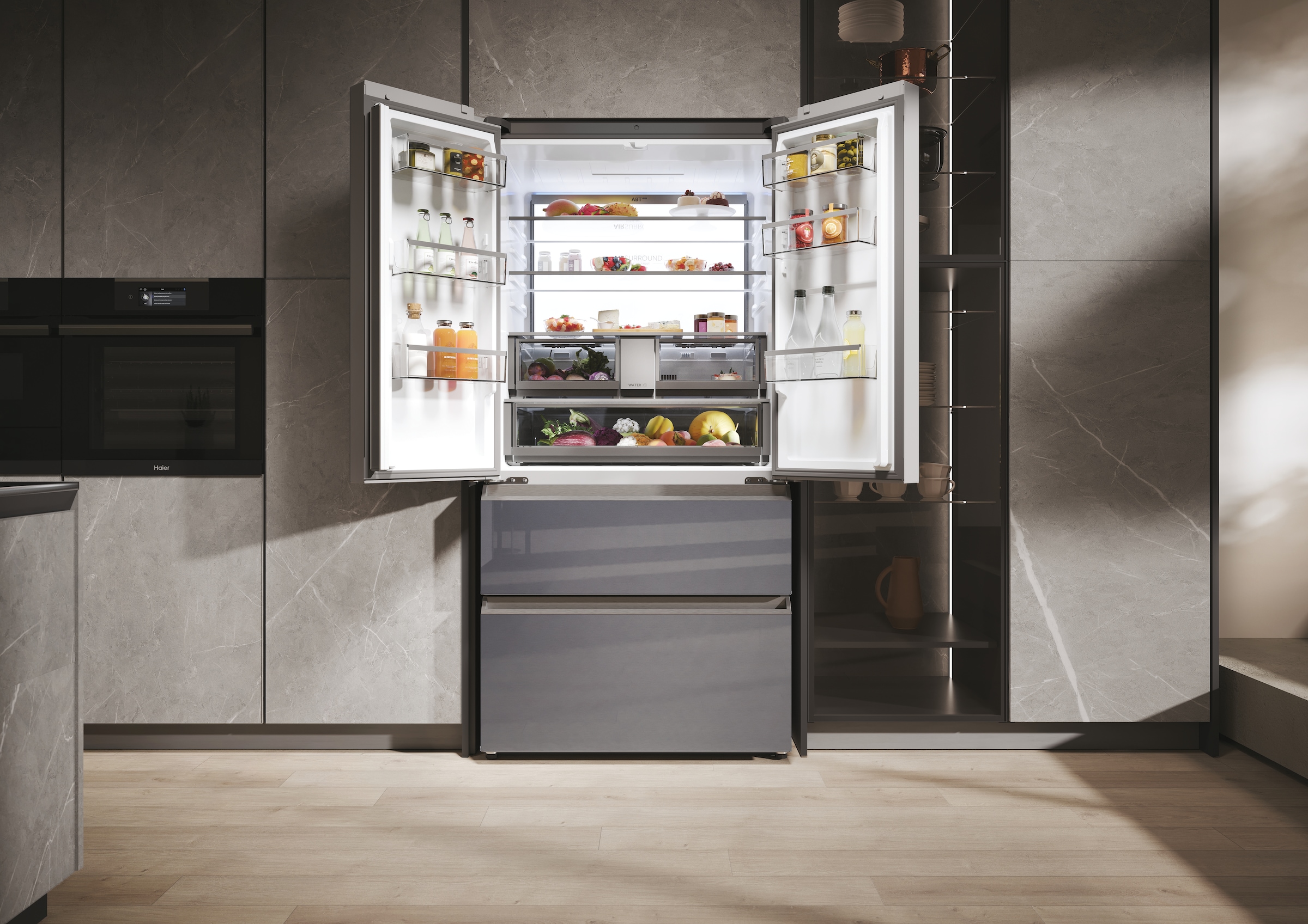 Haier French Door FD 90 SERIES 7 »HFR79F19EFGK«, 205 cm hoch, 60 cm breit, Eiswürfelbereiter mit Tank, HumidityZone