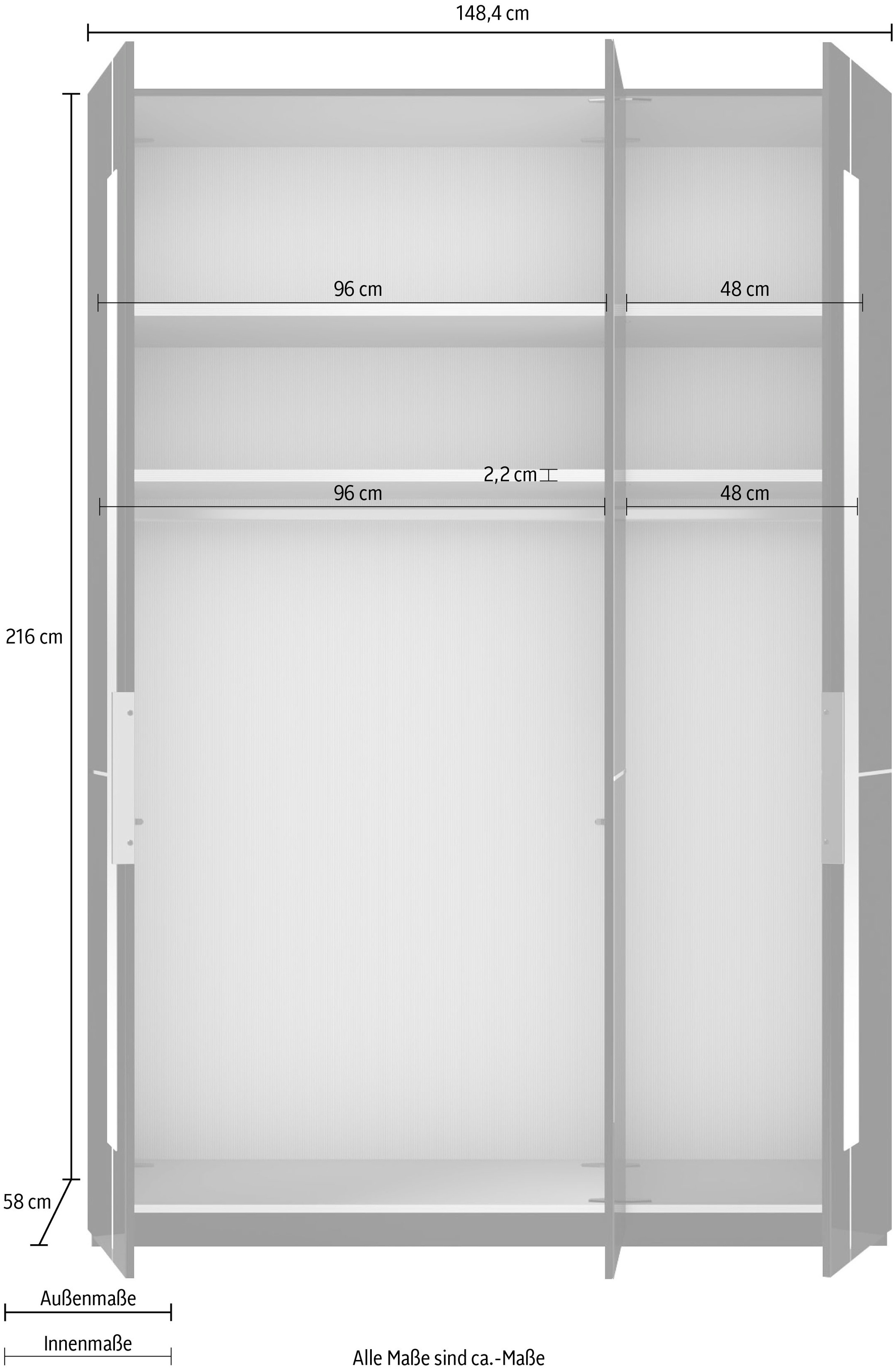 Musterring Kleiderschrank »Imola W« Einlegeböden und Kleiderstangen, mit Glastüren inklusive Zierspiegel