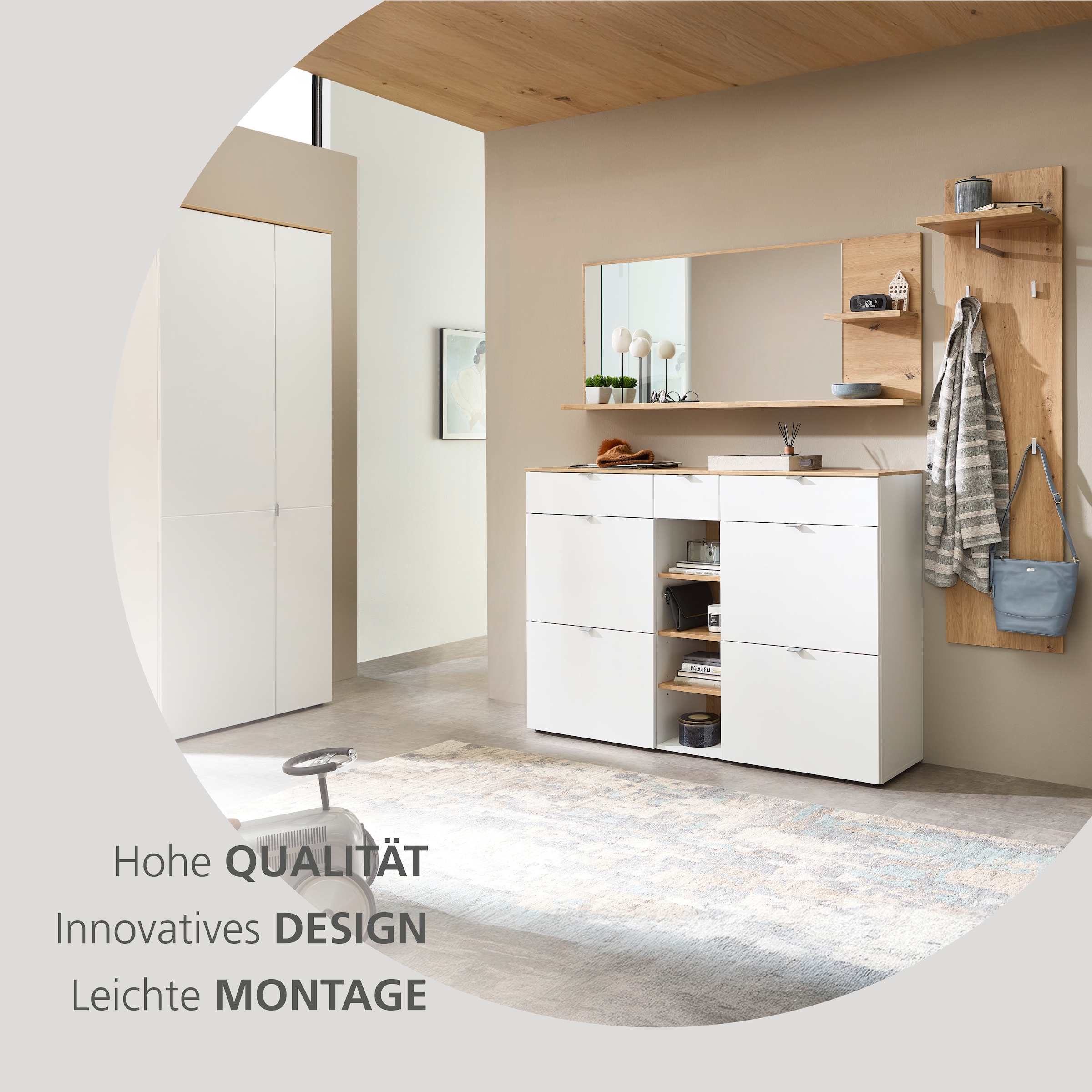 Innostyle Schuhschrank »Bari Schuhschrank mit Schubkästen, BxHxT 7148x103x38 cm« 1 Stk. tlg. 4 Klappen, 12 Fächer, Softclose, ABS Kantenschutz