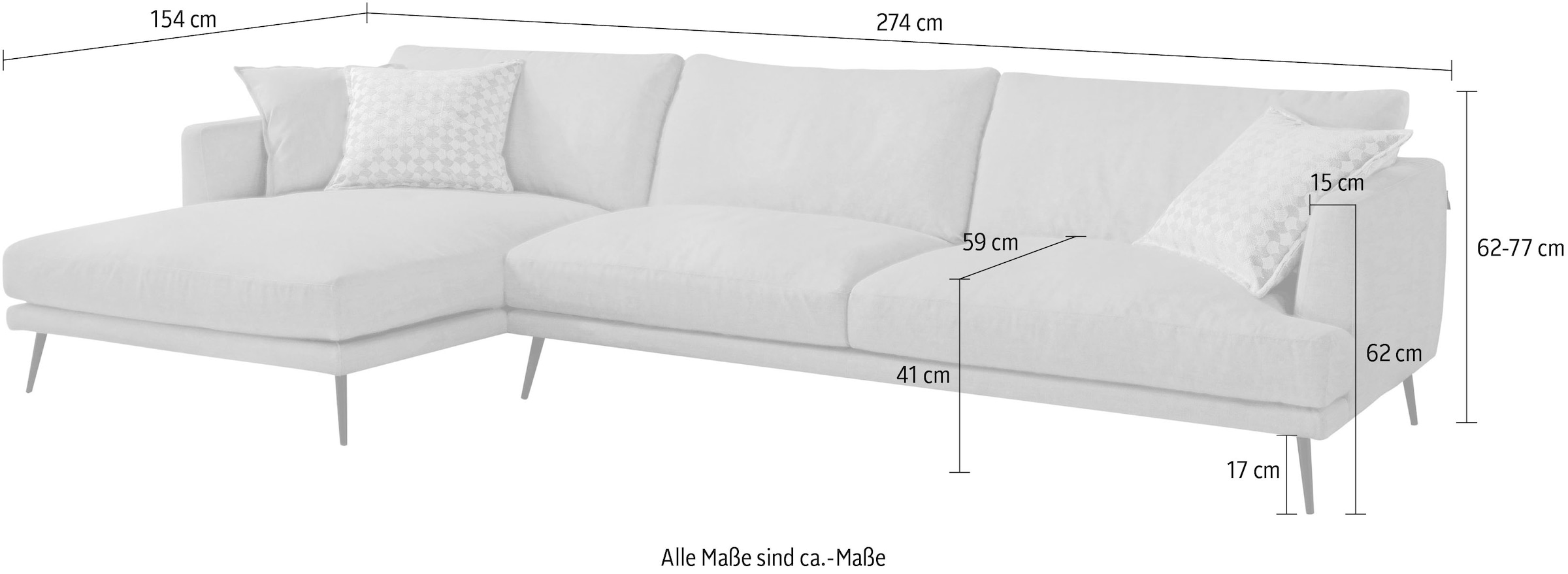 Egoitaliano Ecksofa »Sophia, Designsofa mit extrakomfortablem Sitzkomfort« mit Daunenfederung, L-Form