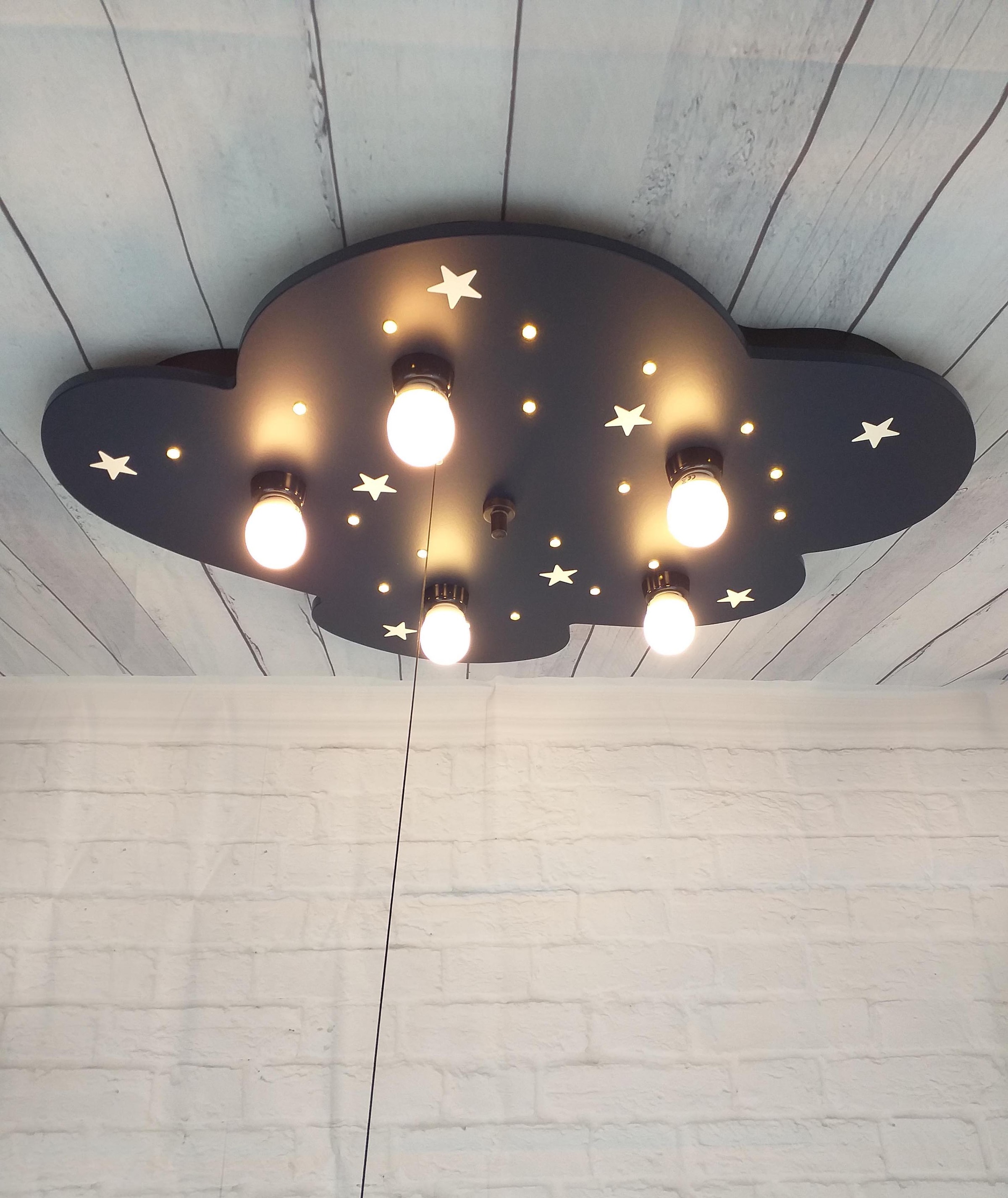 niermann Deckenleuchte »Wolke« E14 1 Stk. Deckenleuchte Wolke blau mit fluoreszend. Sternen