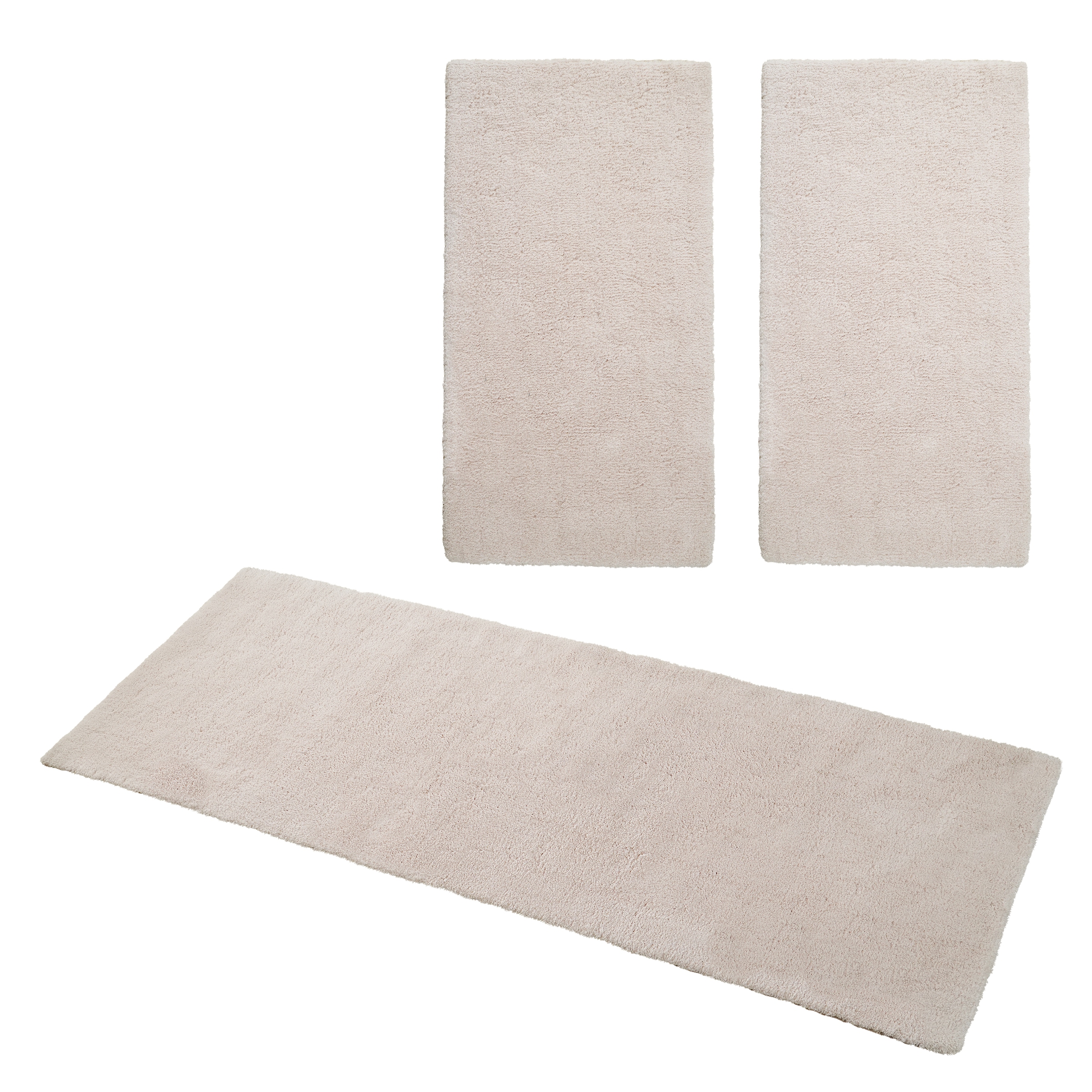 OTTO home Hochflor-Bettumrandung "Microfaser Teppich Magong, besonders weich, sehr feiner Flor" Höhe 25 mm 3 tlg. uni, einfarbiger Bettvorleger, Läufer-Set, Schlafzimmer, Kinderzimmer