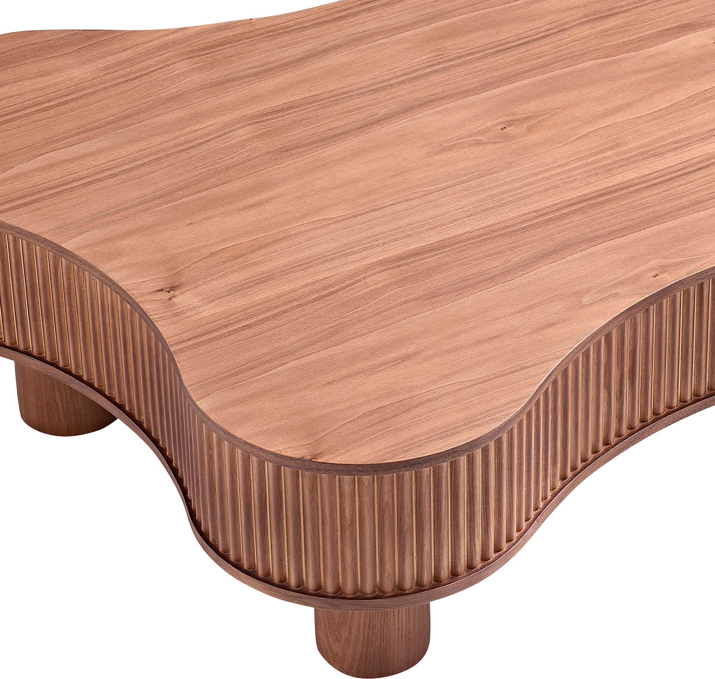 SalesFever Couchtisch »Wohnzimmertisch organisch mit Massivholz-Lamellen 115 x 75 cm« 1 Stk. tlg. Stilvoller & moderner Holztisch mit Echtholzfurnier
