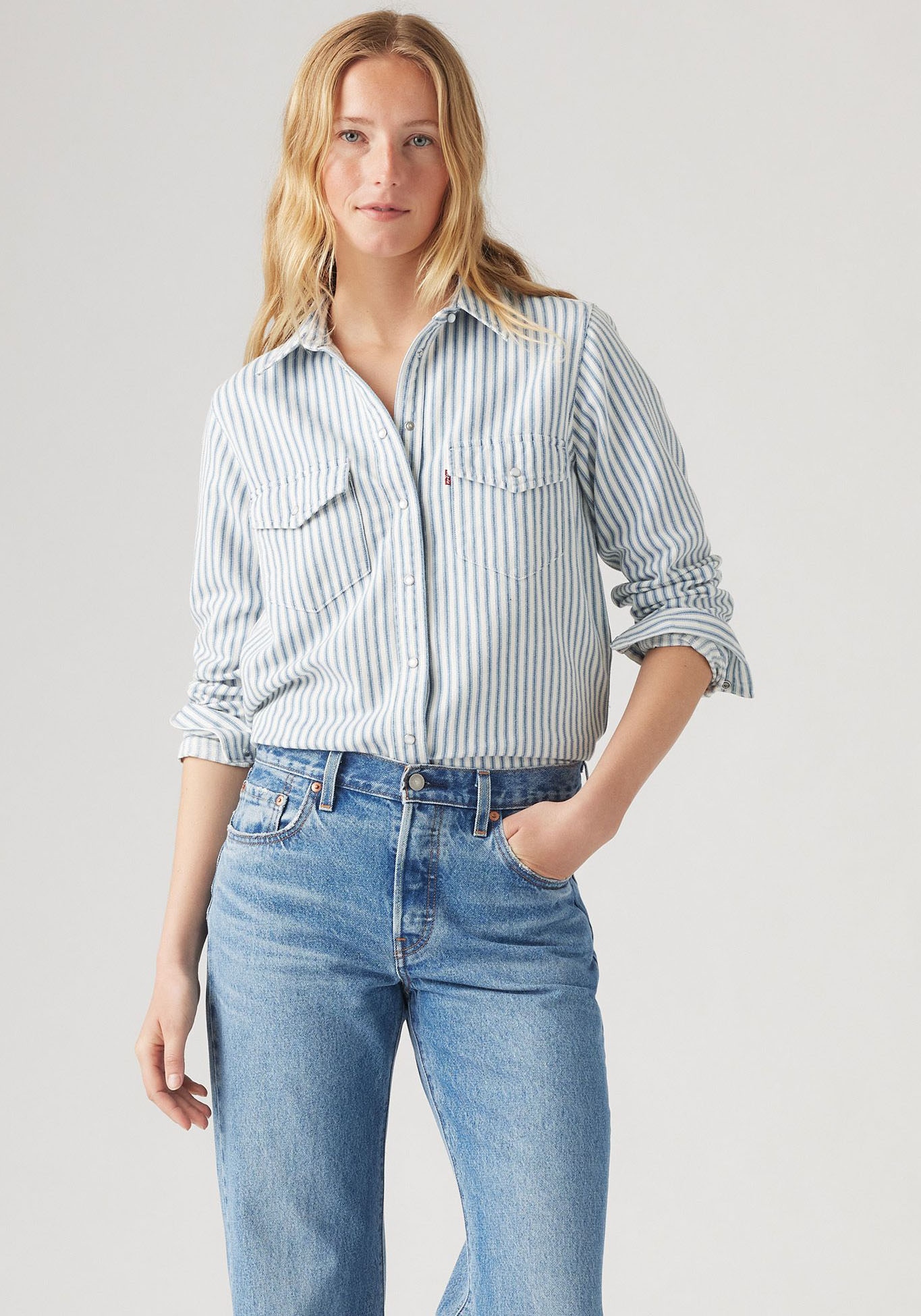 Jeansbluse »ICONIC WESTERN«, mit Streifenmuster