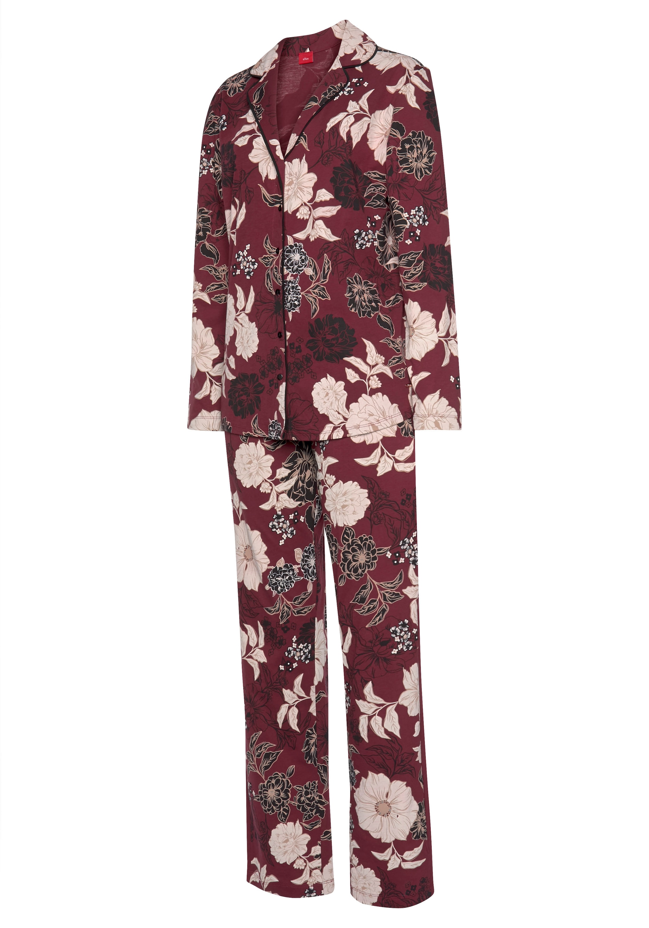 s.Oliver Pyjama, (2 tlg.), in klassischer Form mit Blumenmuster