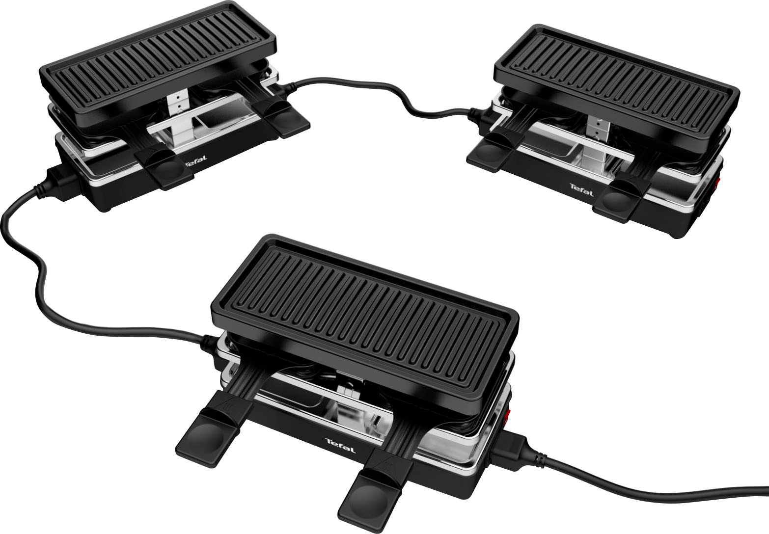 Tefal Raclette »Plug & Share, für 2 Personen, 400 Watt, Antihaftbeschichtung,«, 2 St. Raclettepfännchen, 400 W, 2 Pfännchen, Grillplatte, abnehmbare Kabel, RE2308