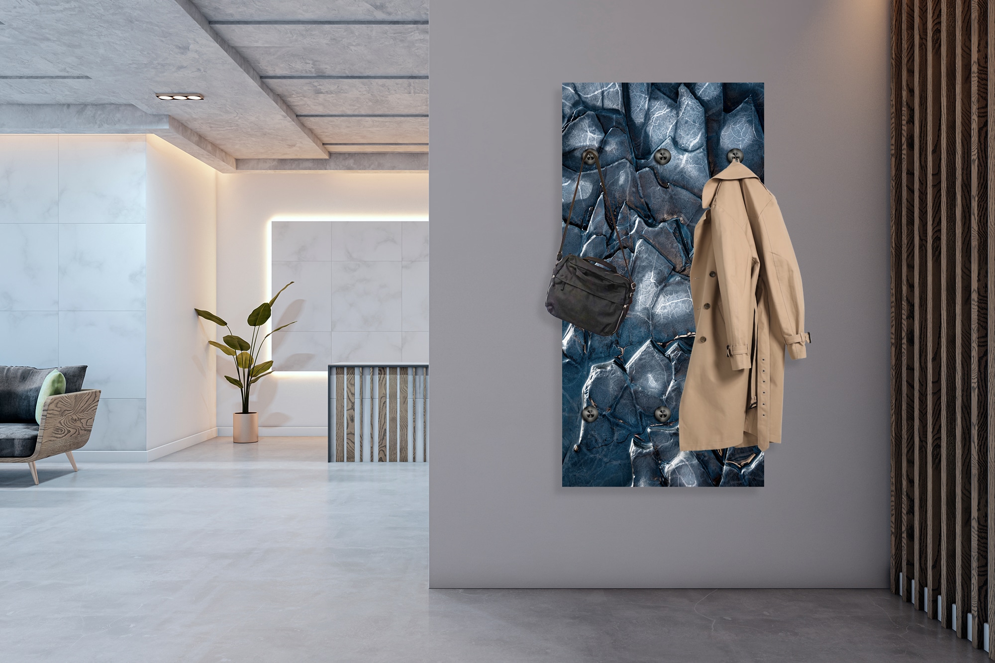 queence Wandgarderobe »Edelstein Spa Magie« 1 Stk. tlg. Wandpaneel aus Acrylglas inkl. 6 Edelstahlhaken in schwarz matt