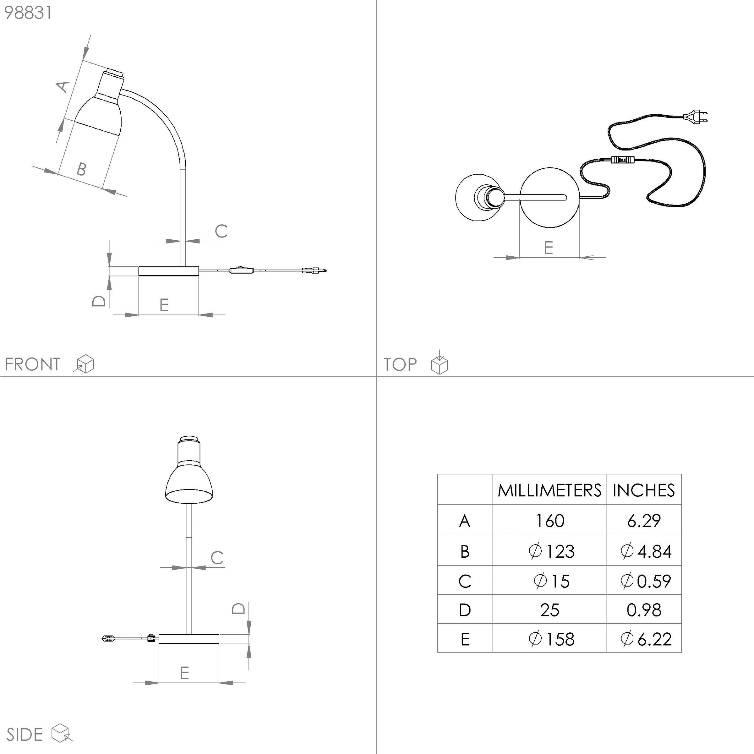 EGLO Tischleuchte »VERADAL Tischlampe, Holz, Kunststoff und Stahl, E27, IP20, Lampe«, Leuchtmittel E27 | Leuchtmittel wechselbar-ohne Leuchtmittel, Tischleuchte, Tischlampe, schwarz, braun, 1X40W exkl.