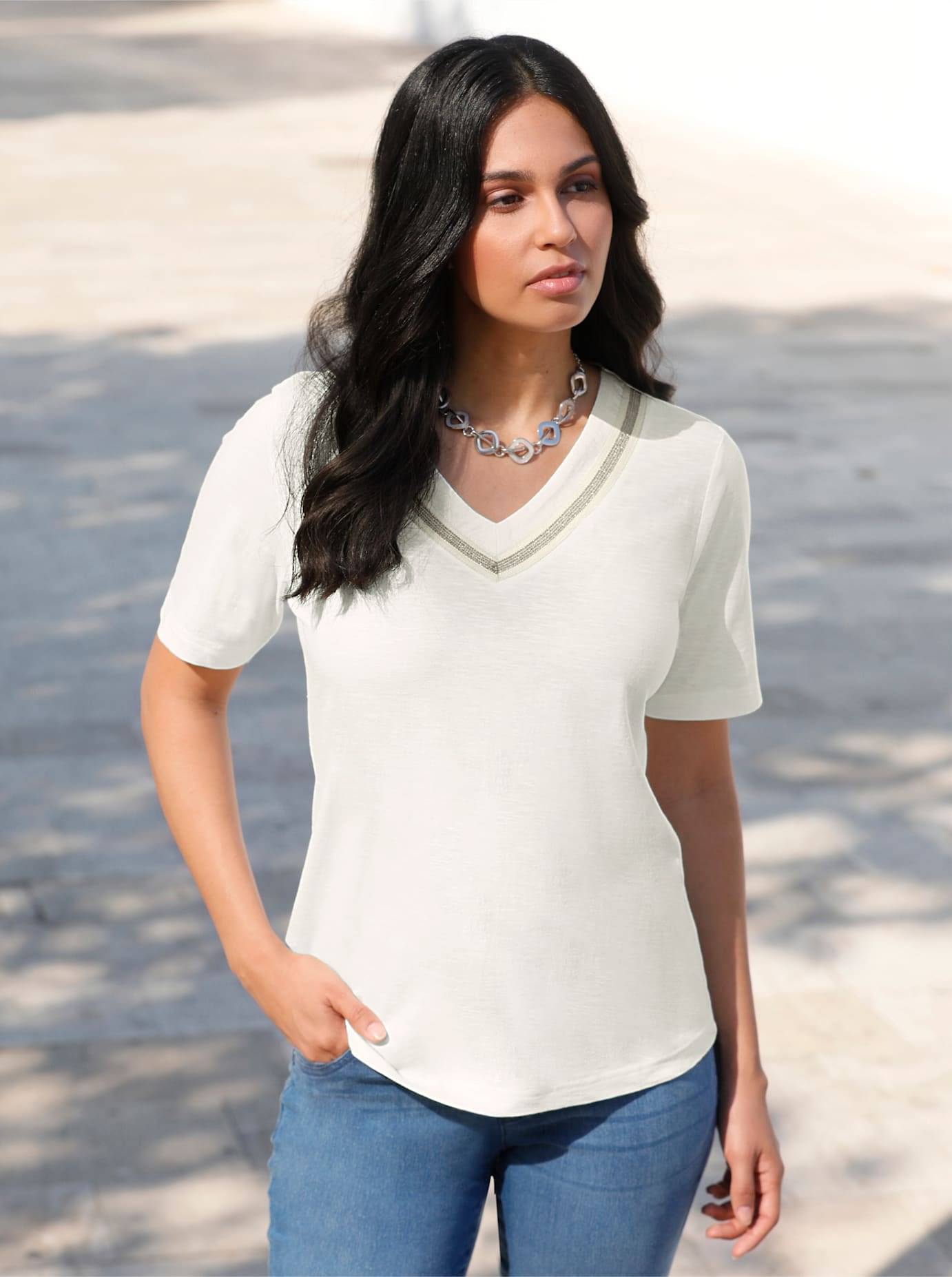 Inspirationen V-Shirt »Shirt«, (1 tlg.)