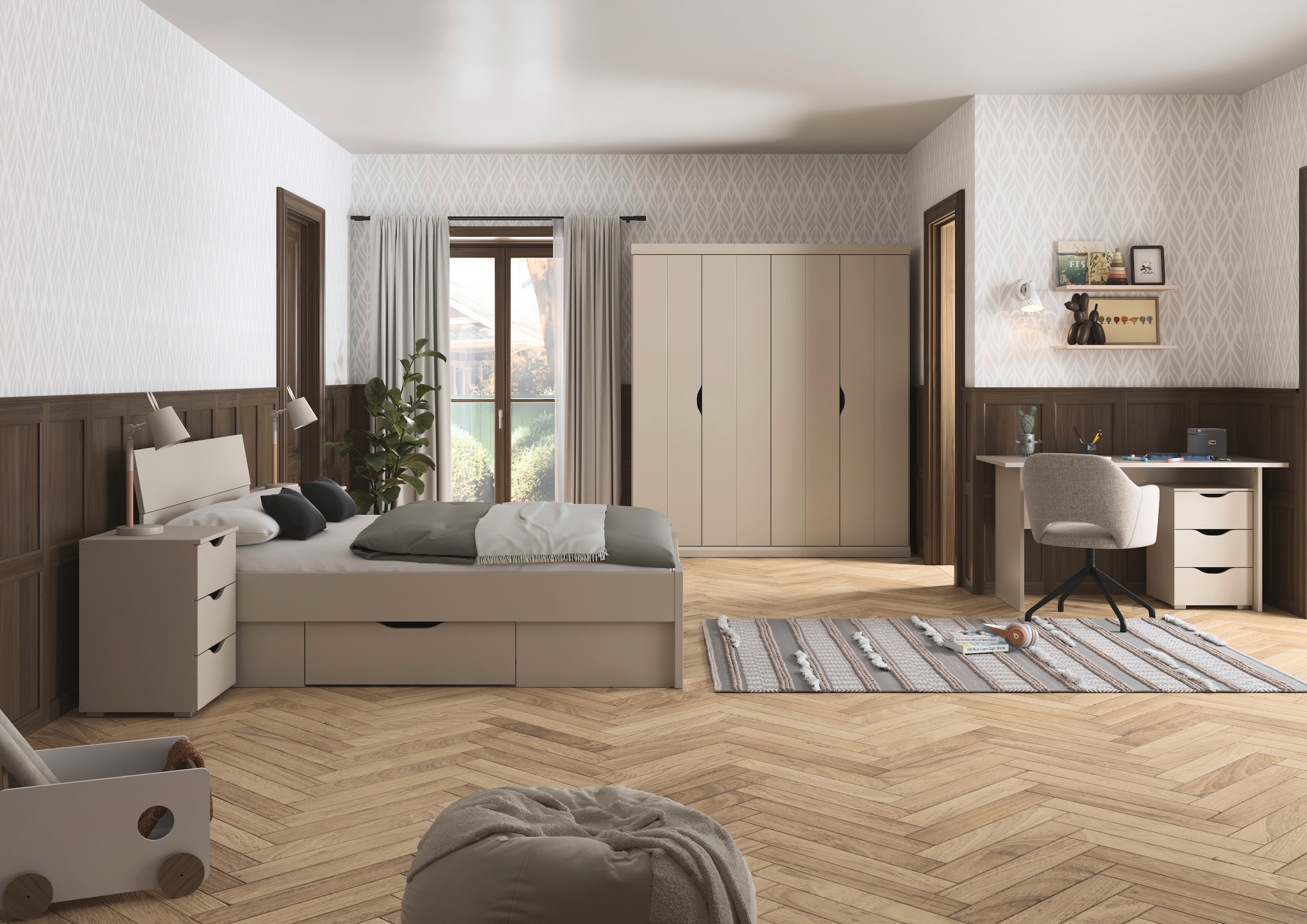 rauch Jugendzimmer-Set »Marlene«, (Set, 4 tlg., in 3 verschiedenen Ausstattungen BASIC/CLASSIC/PREMIUM), erhältlich in verschiedenen Bett- und Schrank-Breiten MADE IN GERMANY
