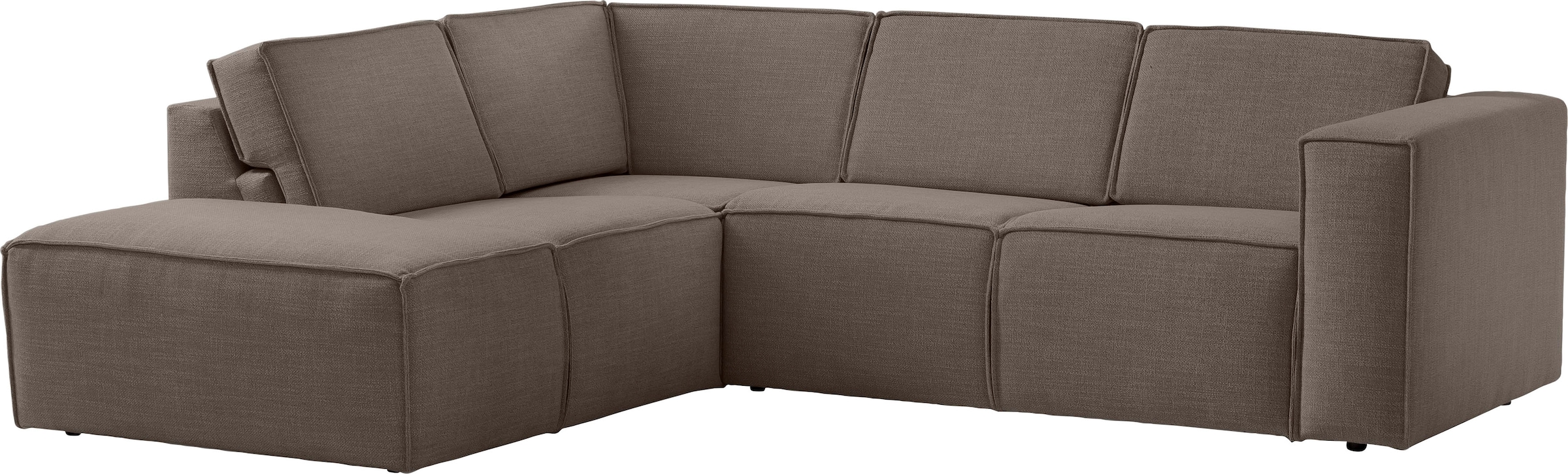TRENDMANUFAKTUR Ecksofa »Dice mit Sitztiefenverstellung und Kaltschaumpolsterung«, hoher Sitzkomfort, aktuelle Kedernaht, L-Form