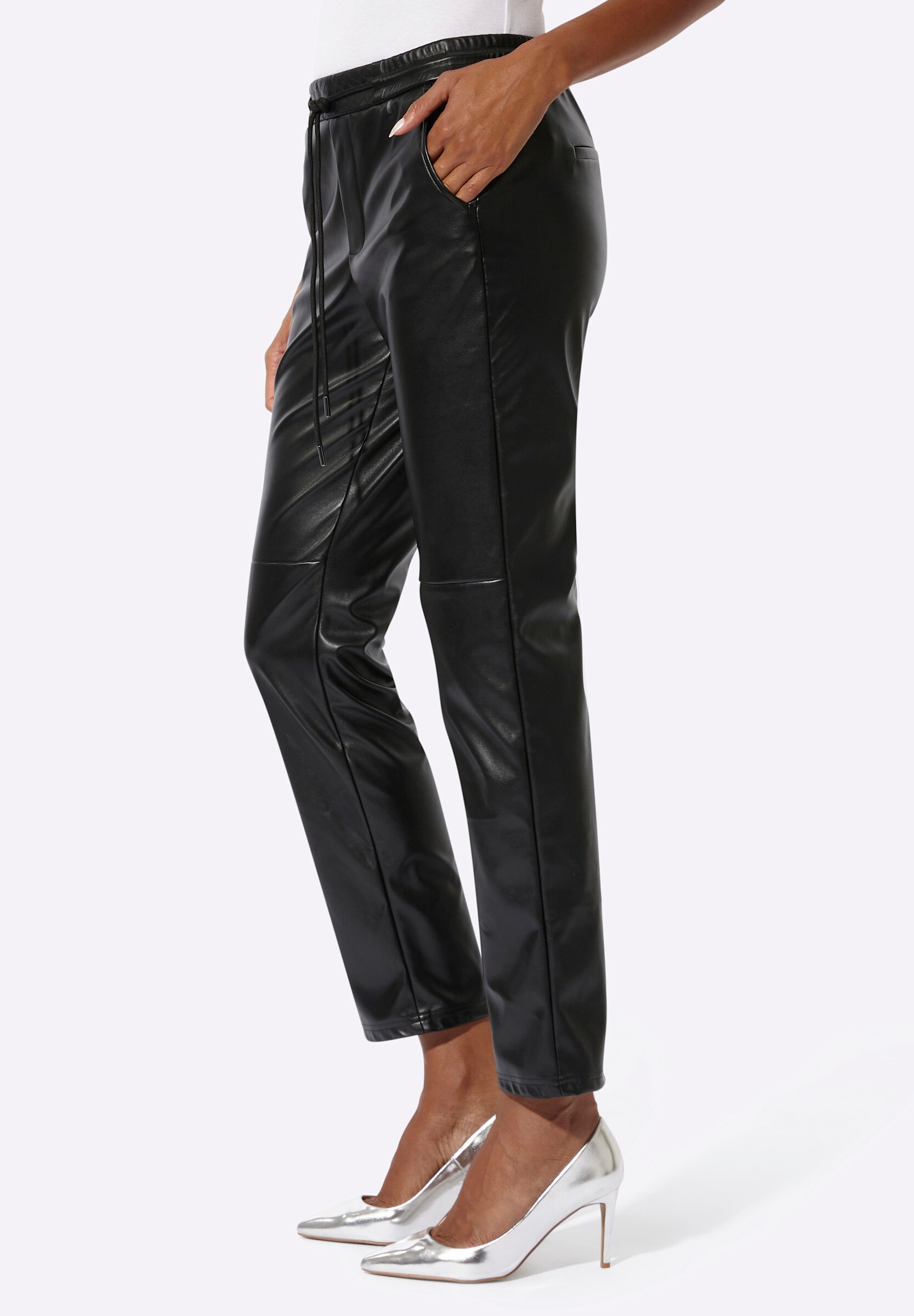 creation L Stoffhose »Lederimitat-Jogpant Lederimitathose mit weitenverstellbarem Bund«