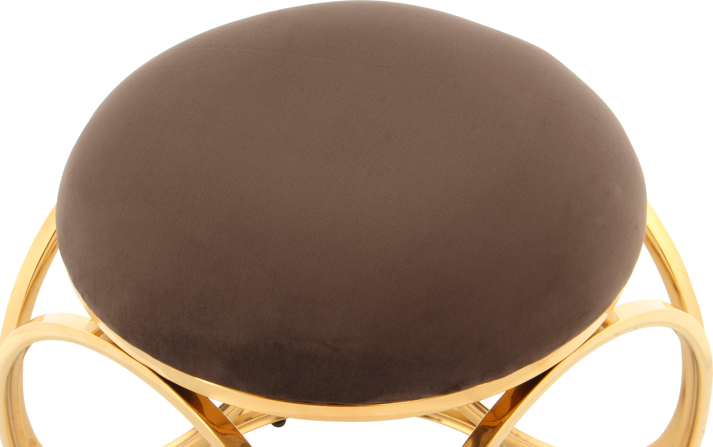 Kayoom Sitzhocker »Hocker Whitney 325,Hocker mit offenem Design, Gestell aus Metall«, (1 St.), glamourös, hochwertig, pflegeleicht, rundes Sitzkissen