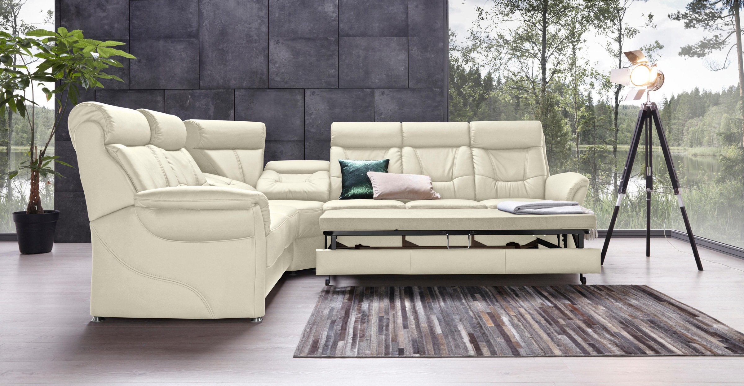 Places of Style Ecksofa »Sardinien L-Form«, mit Kopfteilverstellung, wahlweise mit Bettfunktion