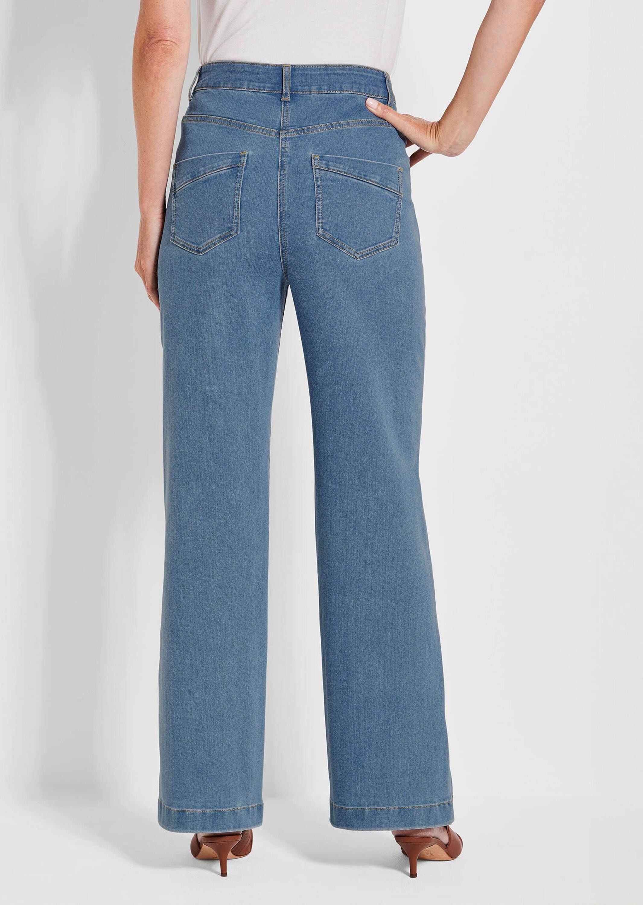 GOLDNER Stretch-Jeans »Kurzgröße Weite Jeans VERA in Blau, Kontrastnähte«