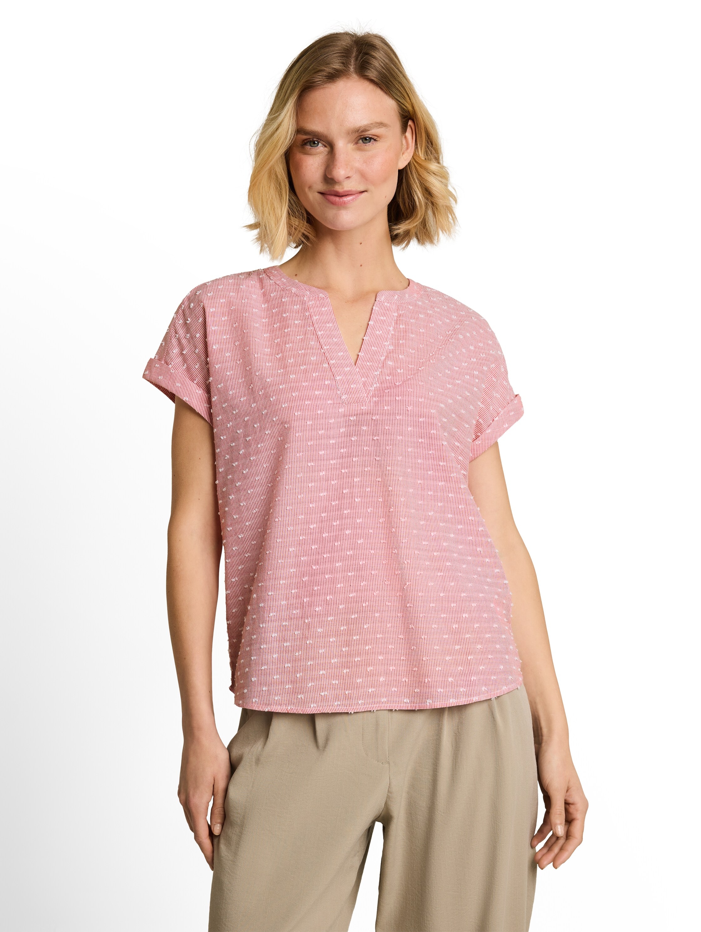 TOM TAILOR Druckbluse Sommer-Tunika mit feinen Streifen und Punkten