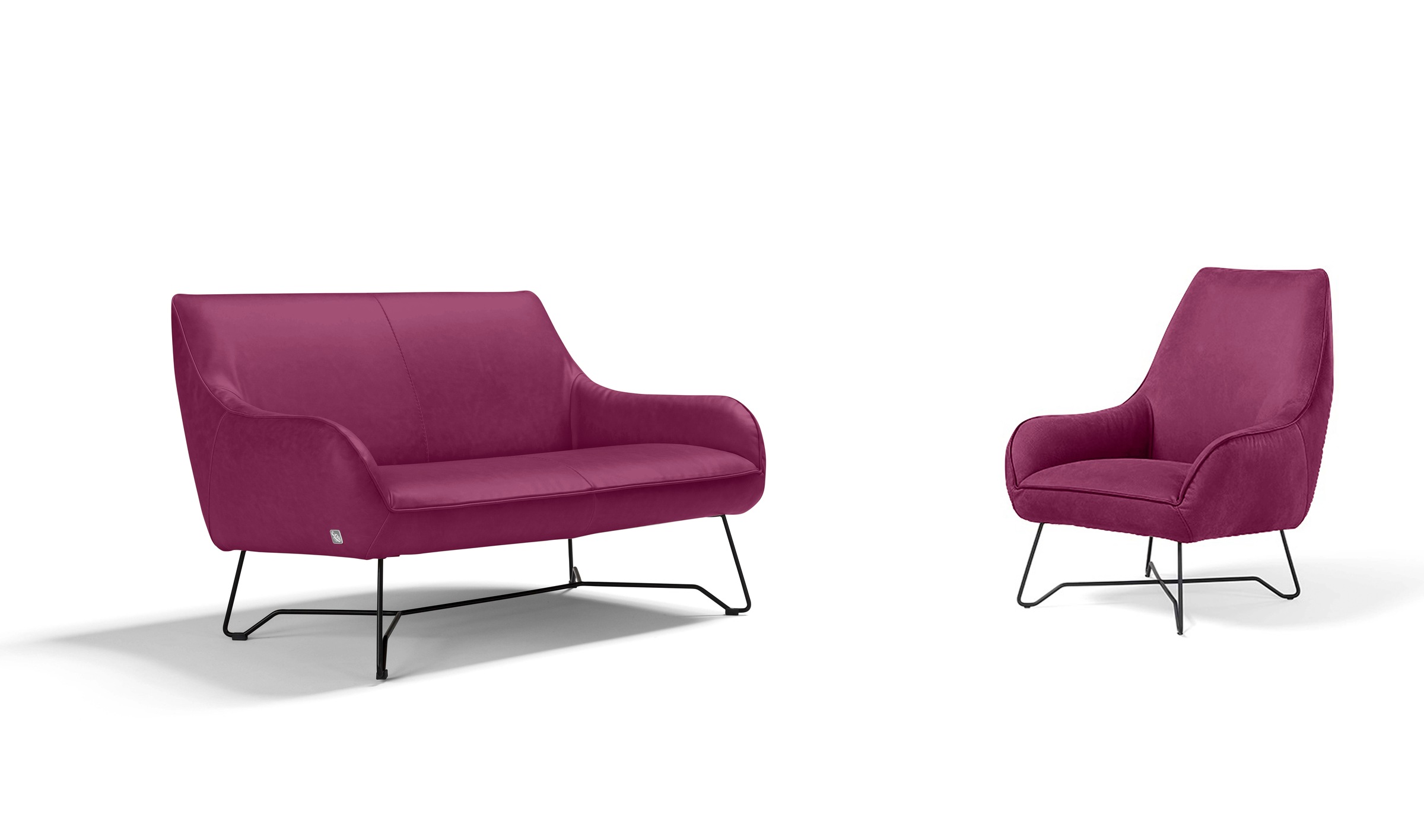 Egoitaliano Polstergarnitur »Namy, Designobjekt mit hohem Sitzkomfort und toller Detailverarbeitung«, Set aus 2-Sitzer und Sessel, edles Metallgestell