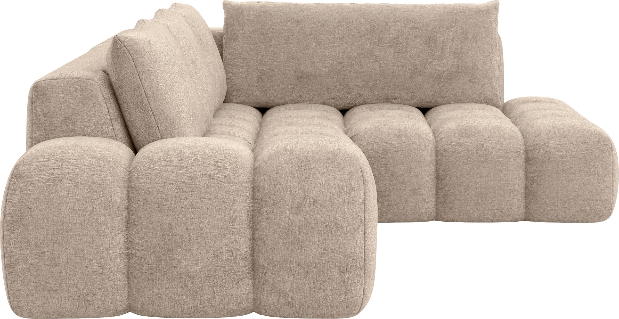 INOSIGN Ecksofa »AZITA Designsofa, elegant und bequem L-Form, Bubble-Optik« lose Rückenkissen, traumhafte Steppung, Maße B/T/H: 352/210/72 cm