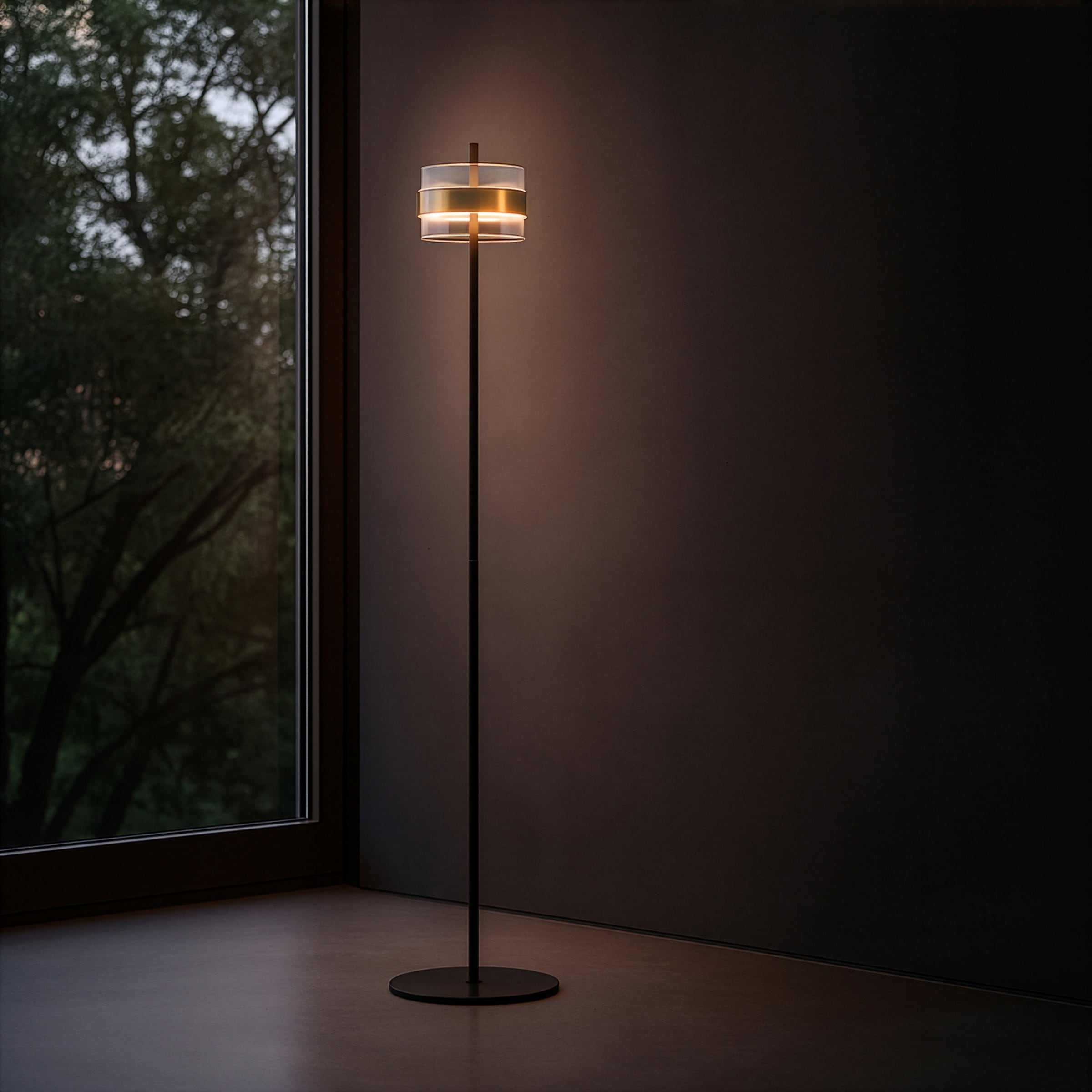 lumiCouture LED Stehlampe »Inside« LED-Modul 1 Stk. Warmweiß Ø 30 cm x 146 cm, 2000 lm 2700 K, Metall/Glas, messingfarben/rauchglas