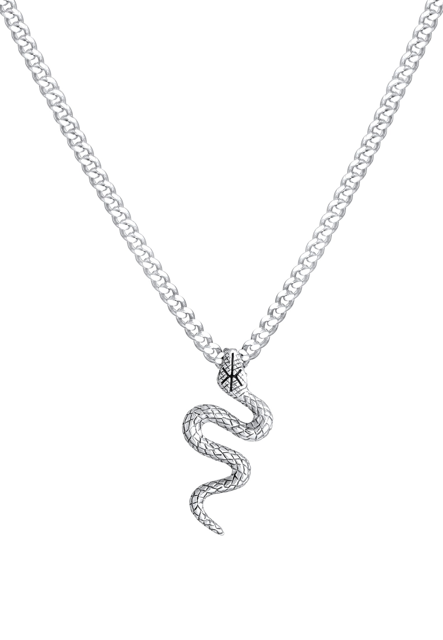 Kuzzoi Kette mit Anhänger »Halskette Herren Panzerkette Schange Snake 925 Silber«