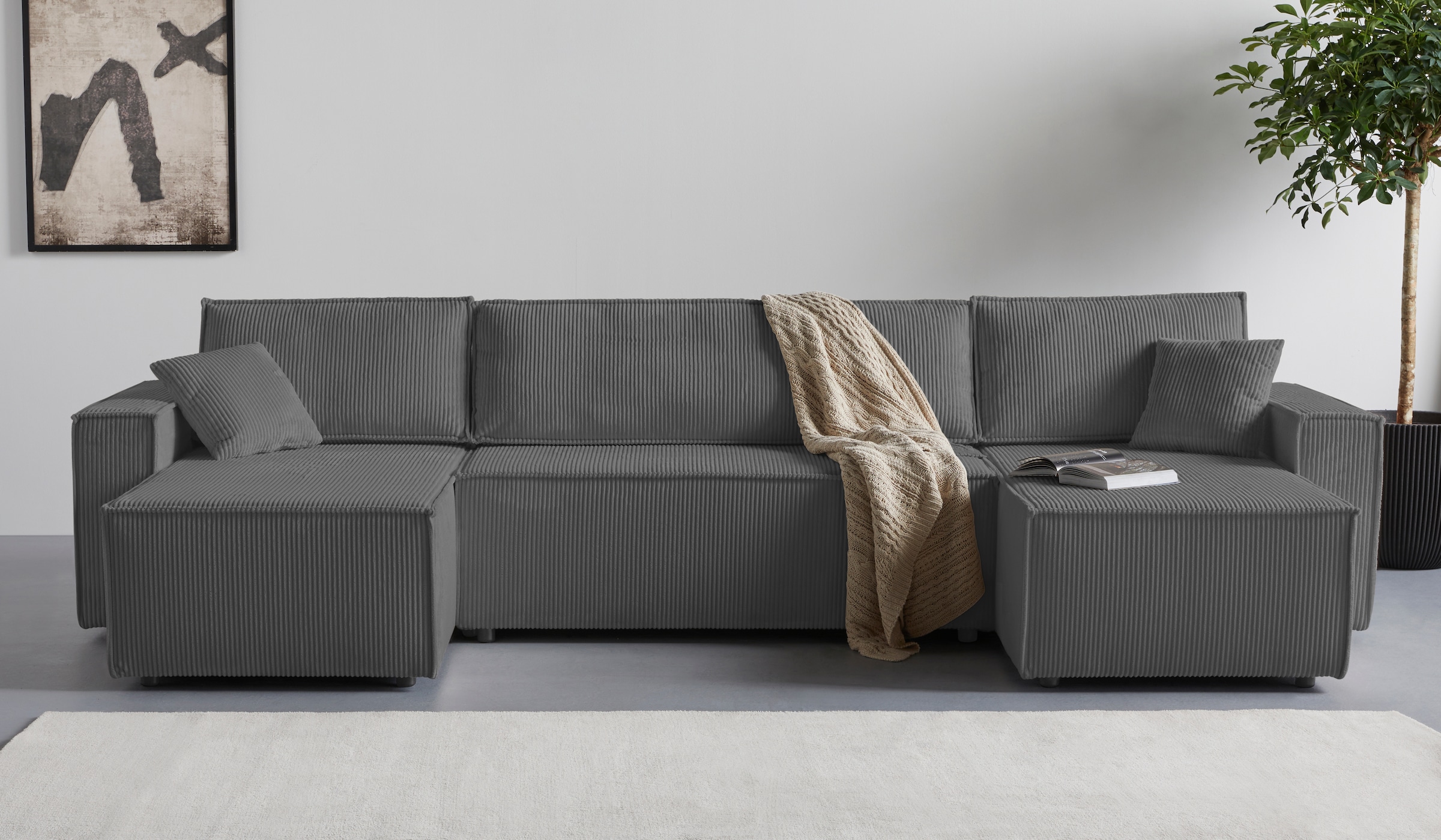 OTTO home Wohnlandschaft »CASSI L-Form, 311cm - OTTO. Verlässliche Qualität.« Schlaffunktion (133/200), Boxspring, Bettkasten, Cord, Unser Tiefpreis