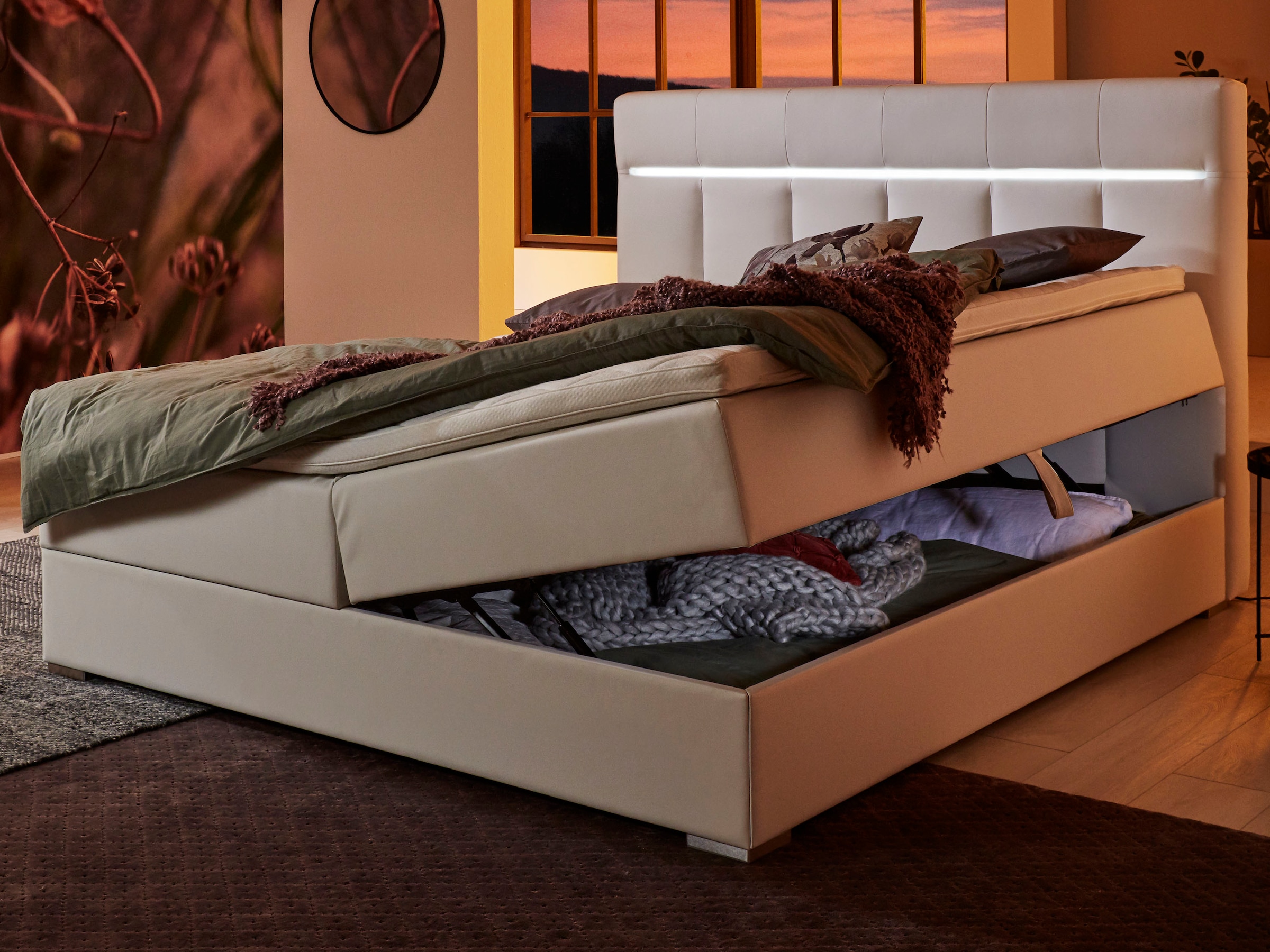 ATLANTIC home collection Boxbett »Tessa« mit LED-Beleuchtung und Bettkasten