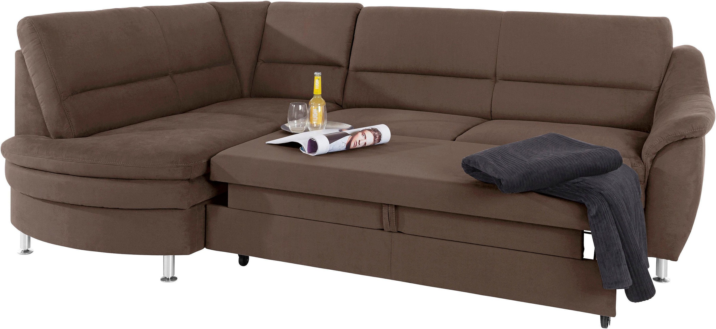 Places of Style Ecksofa »Cardoso L-Form«, Federkern, wahlweise mit Bett, Schubkasten