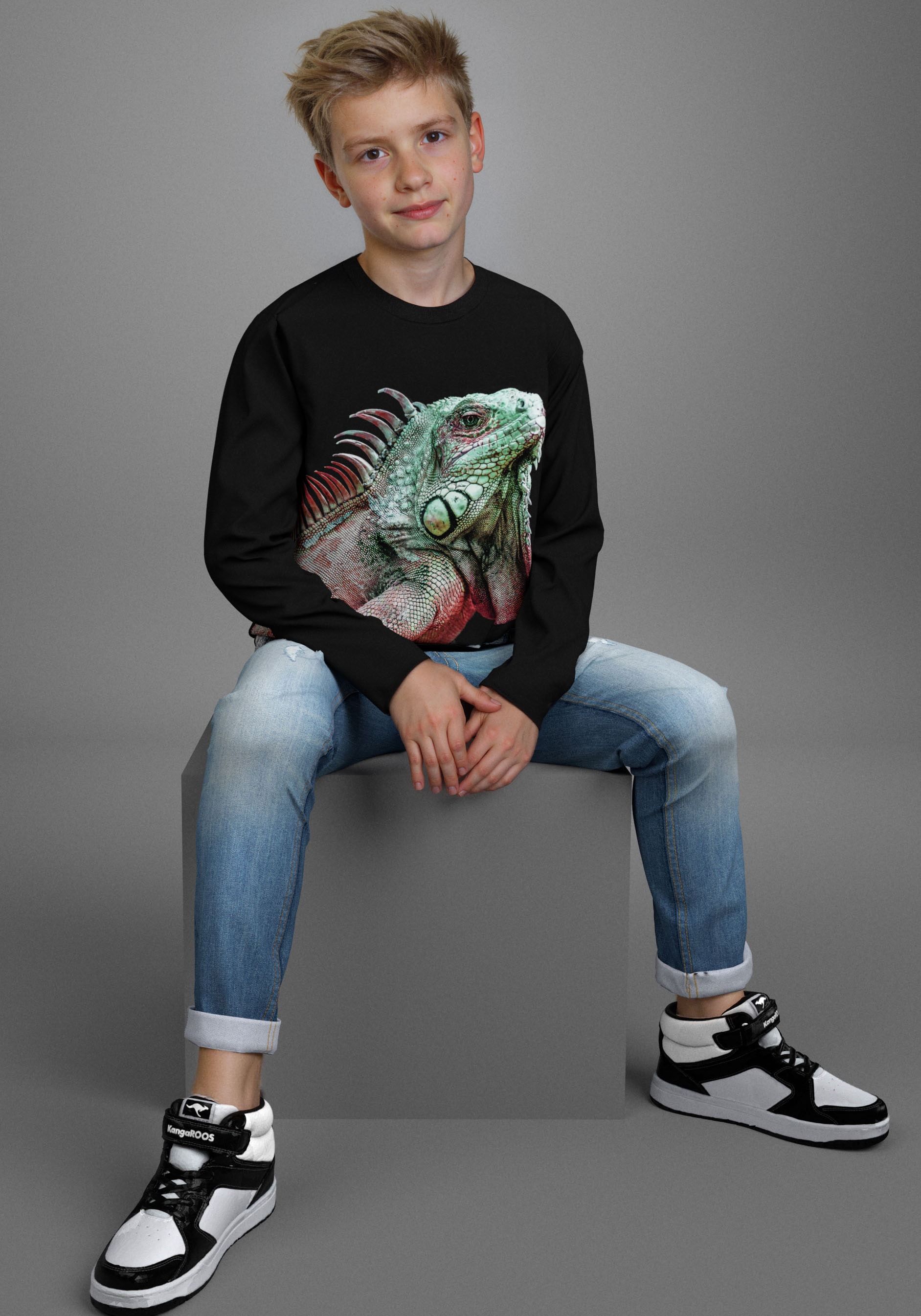Arizona Stretch-Jeans »mit schmalem Bein für Jungen« skinny fit,  gerade Beinform,  trendiger Used-Look
