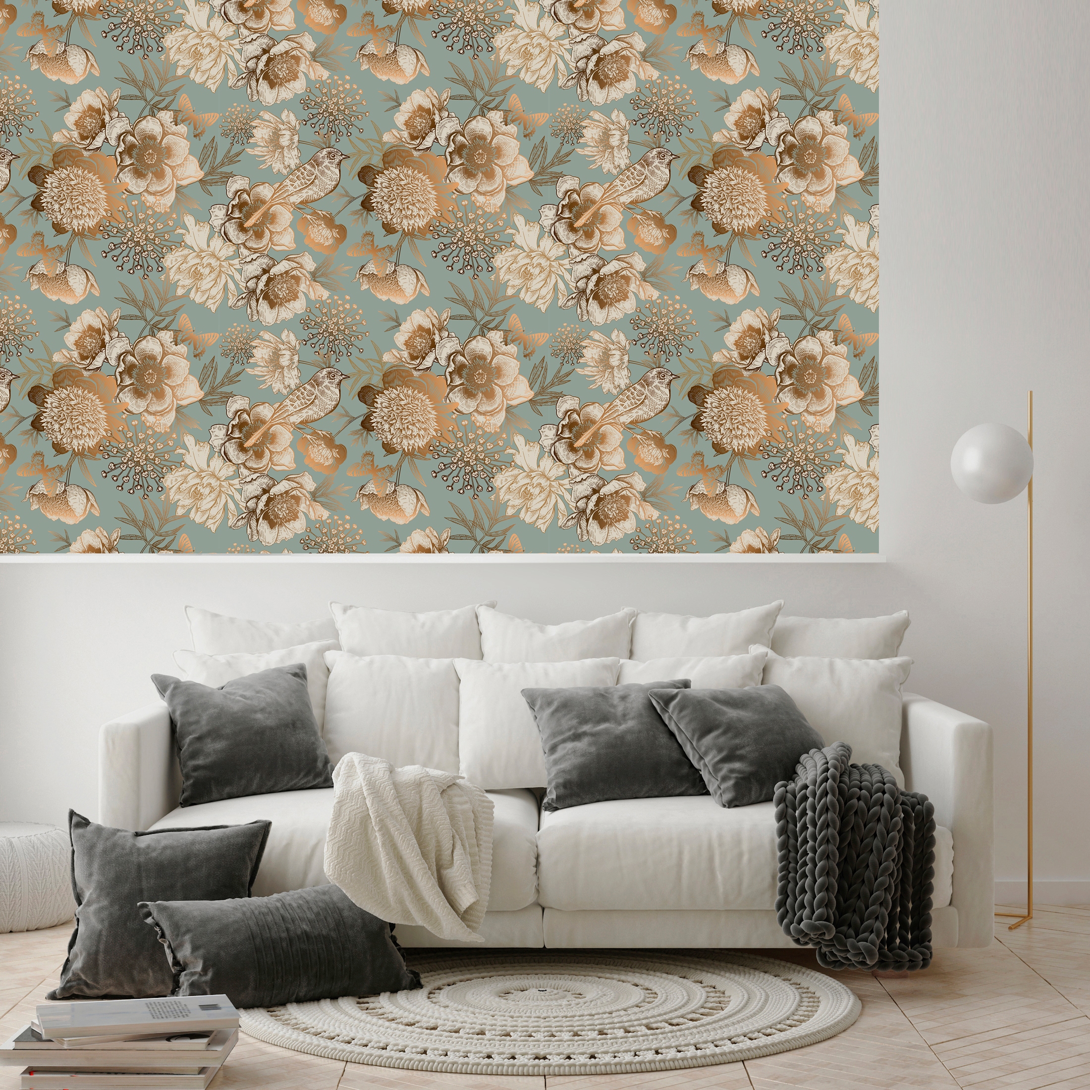 queence Vinyltapete »Malina«, bedruckt-Motiv-botanisch-floral-gemustert-natürlich, 90x250cm, selbstklebend, kinderleichte Anbringung, Sticker