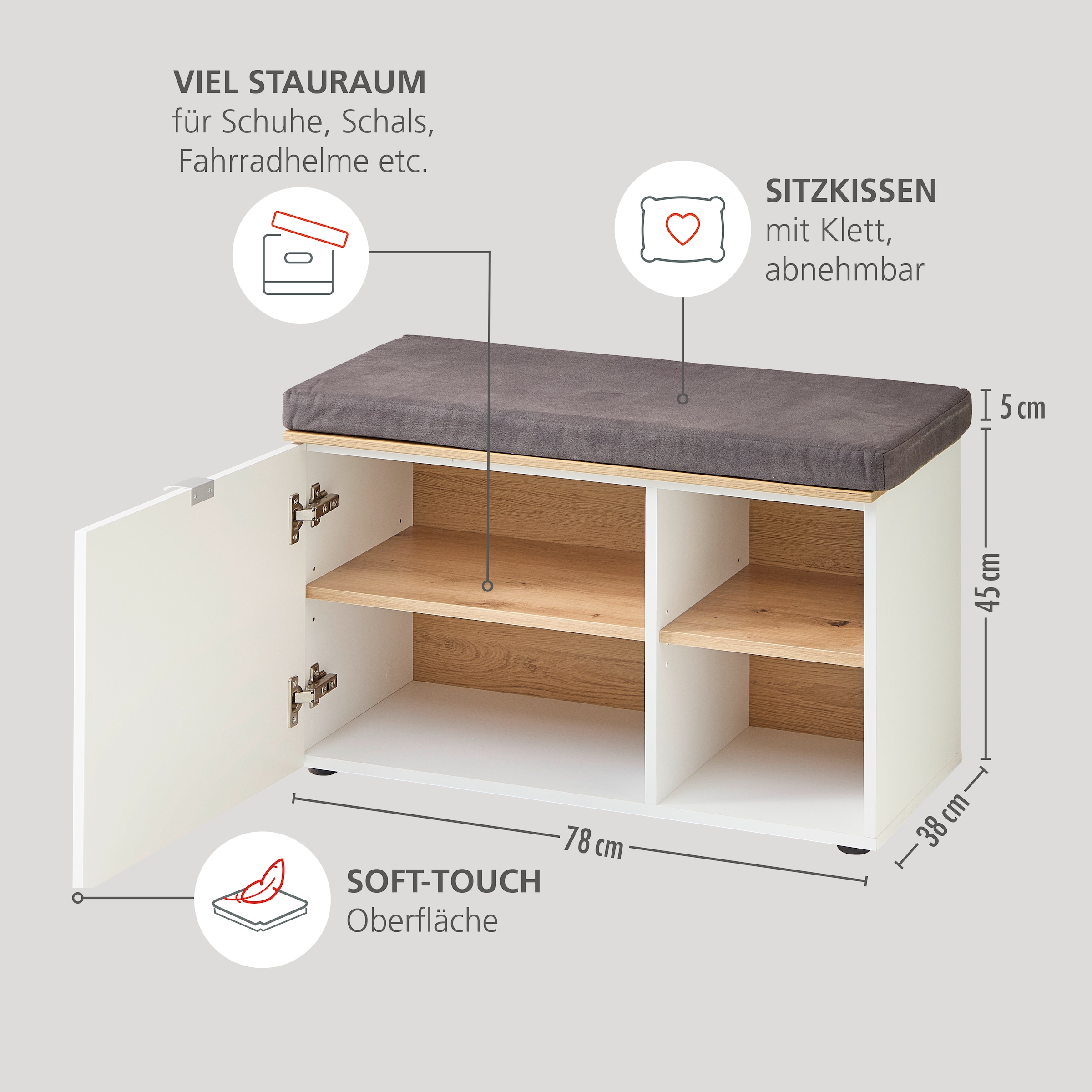 Innostyle Garderoben-Set »Bari Garderobenprogarmm, BxHxT 264x202x38 cm«, (Set, 5 St.), Besteht aus 5 Typen
