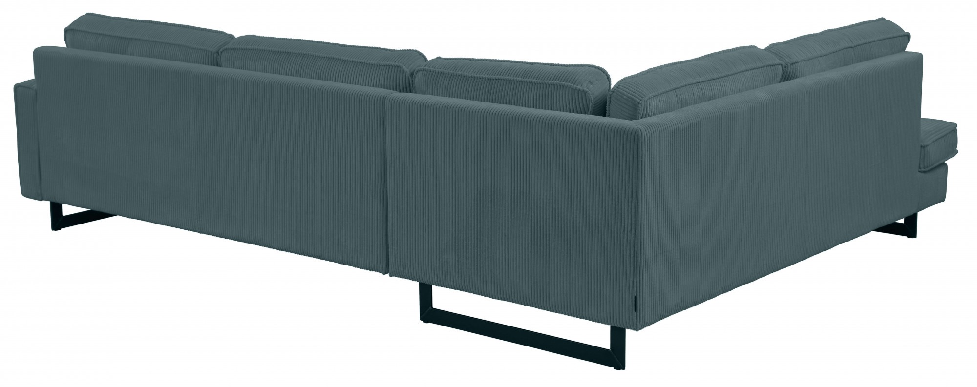Places of Style Ecksofa »Pinto, 290 cm, Cord, Chenille, Lederoptik, Ottomane links / rechts«, mit Keder, schwarze Metallfüße, Wellenunterfederung