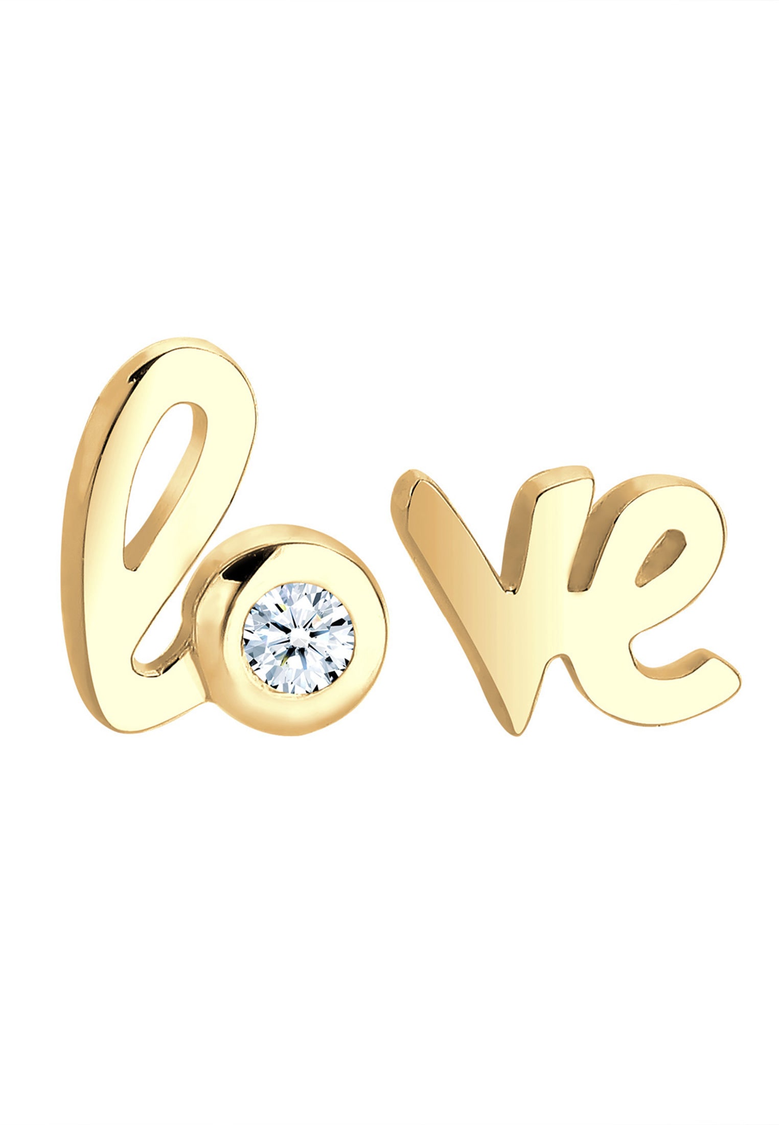 Elli DIAMONDS Paar Ohrstecker »Ohrringe Love Wordings Liebe Diamant 0.03 ct. 585 Gelbgold«
