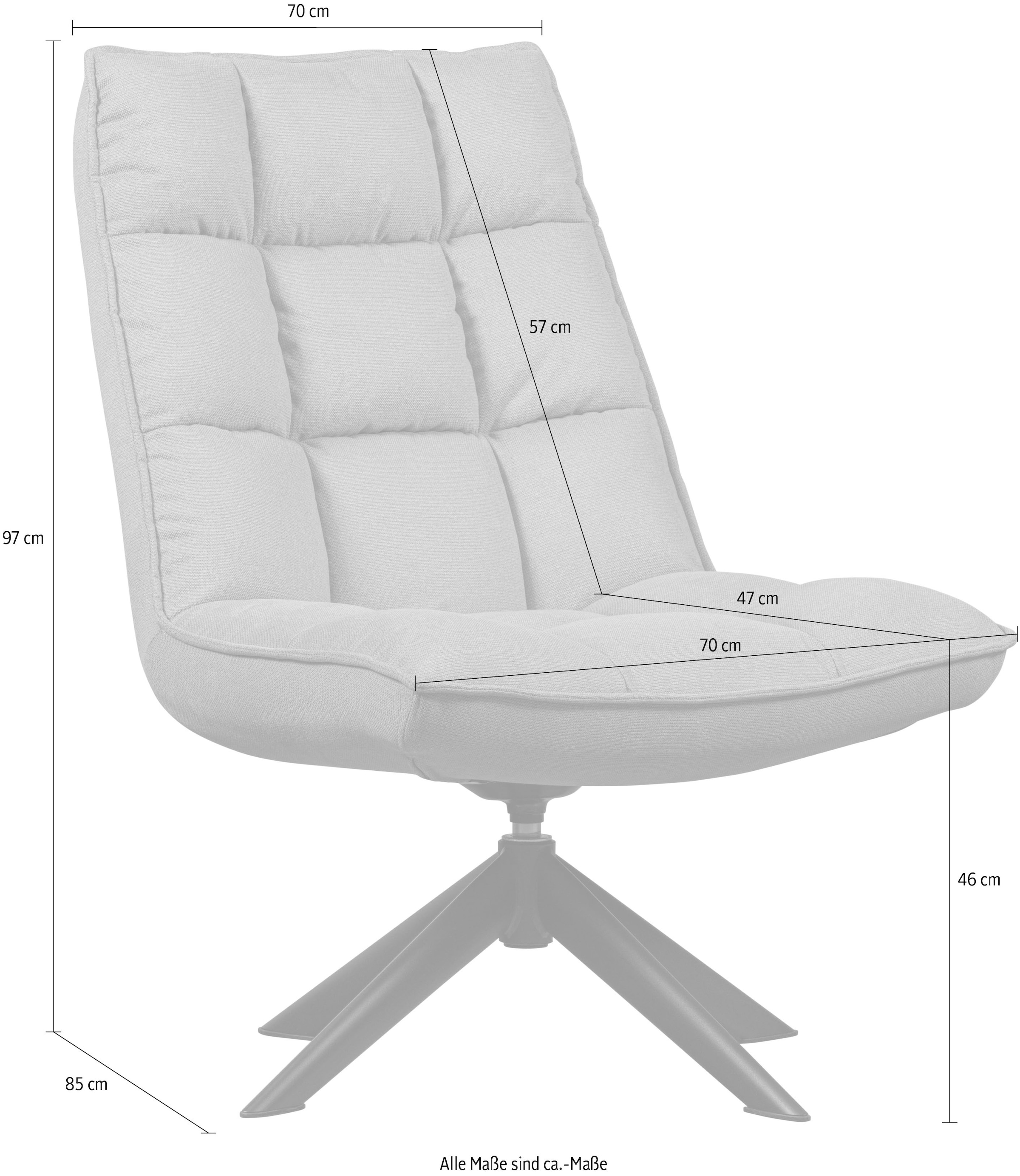 WOOOD Drehsessel »Jouke«, in jede Richtung drehbar, H 90 cm x B 70 cm