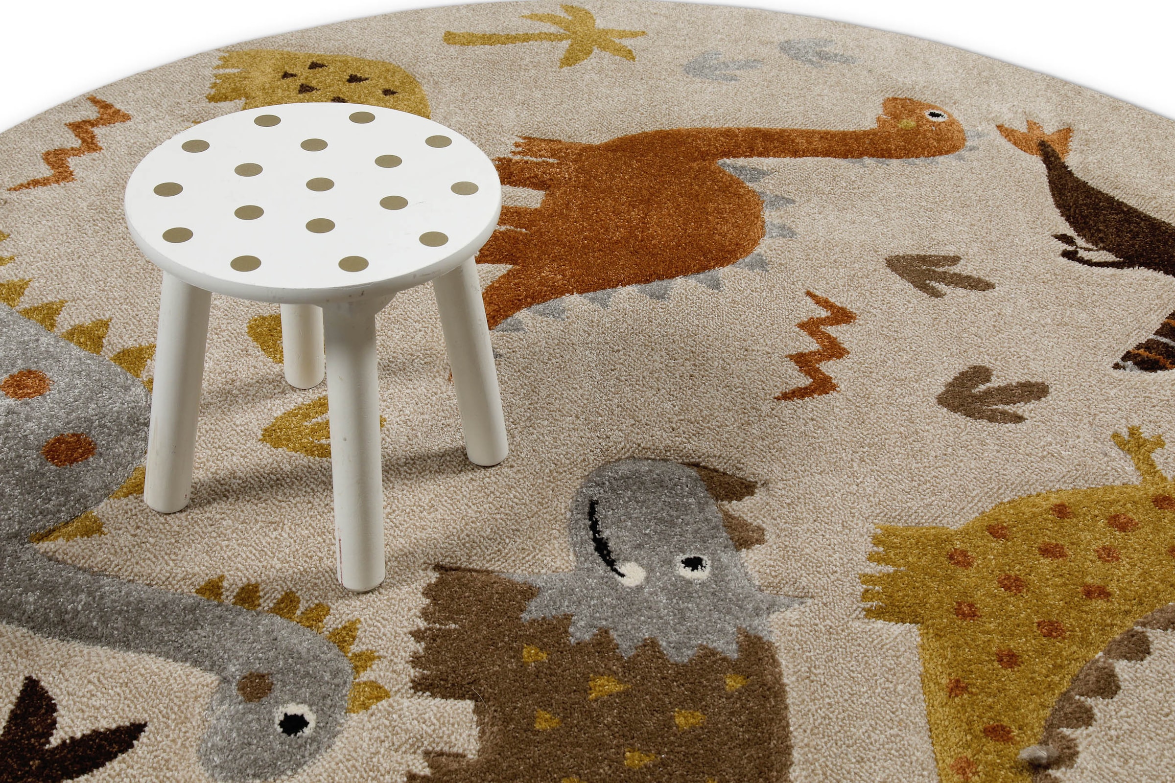 SMART KIDS Kinderteppich »T-Rex & Friends«, rund, 10 mm Höhe, Moderner Spielteppich, strapazierfähig, pflegeleicht, Konturenschnitt