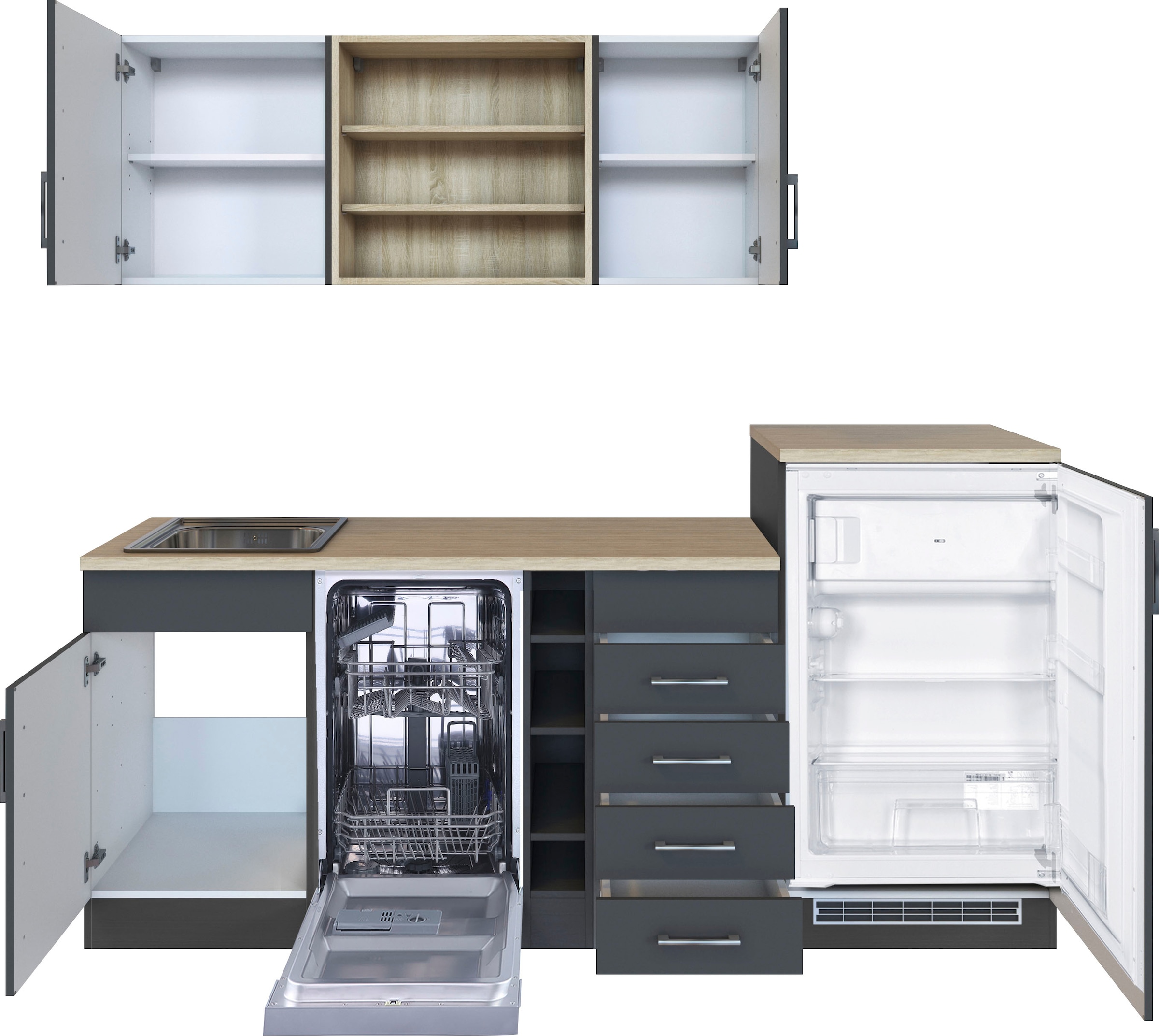 KOCHSTATION Küche »KS-Mali« Breite 210 cm, mit E-Geräten