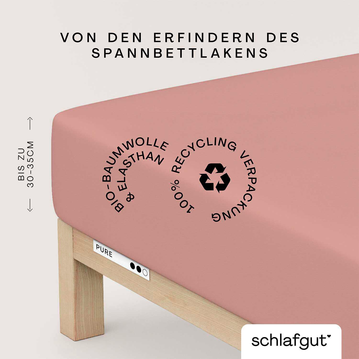 Schlafgut Spannbettlaken »PURE Bio-Baumwolle mit Elasthan, dehnbar blickdicht, straff, Bettlaken«, PREMIUM Laken für Matratzen bis 30cm Höhe, in 90x200, 140x200, 180x200
