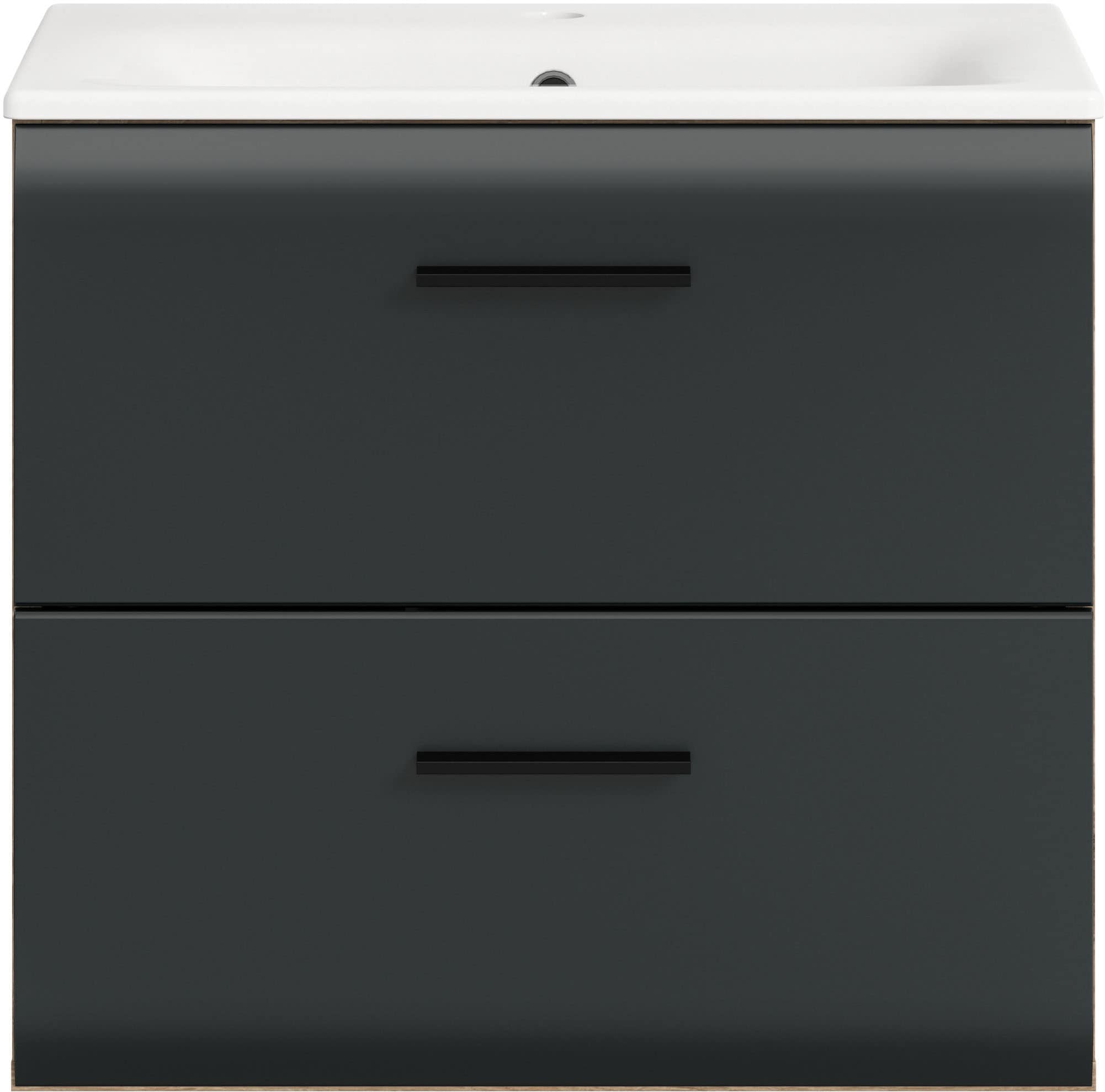 INOSIGN Waschbeckenunterschrank 2 Stk. tlg. Florenz, Waschtisch inkl. Waschbecken, Nox Oak, 2 Schubladen