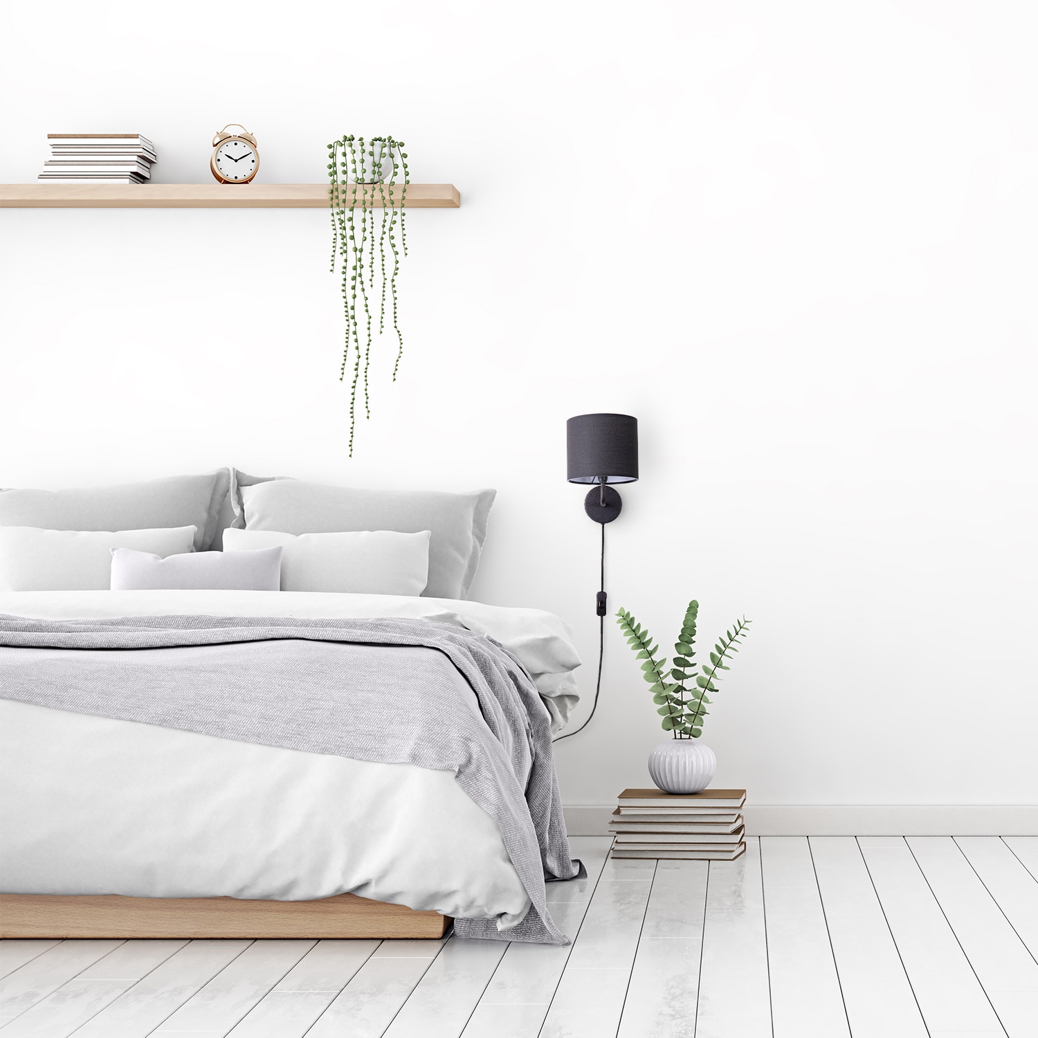 Paco Home Wandleuchte »Uni Color« E14 Wandlampe  Schalter Flur Wohnzimmer Ø…18cm Unifarben Deko Kabel 3m E14