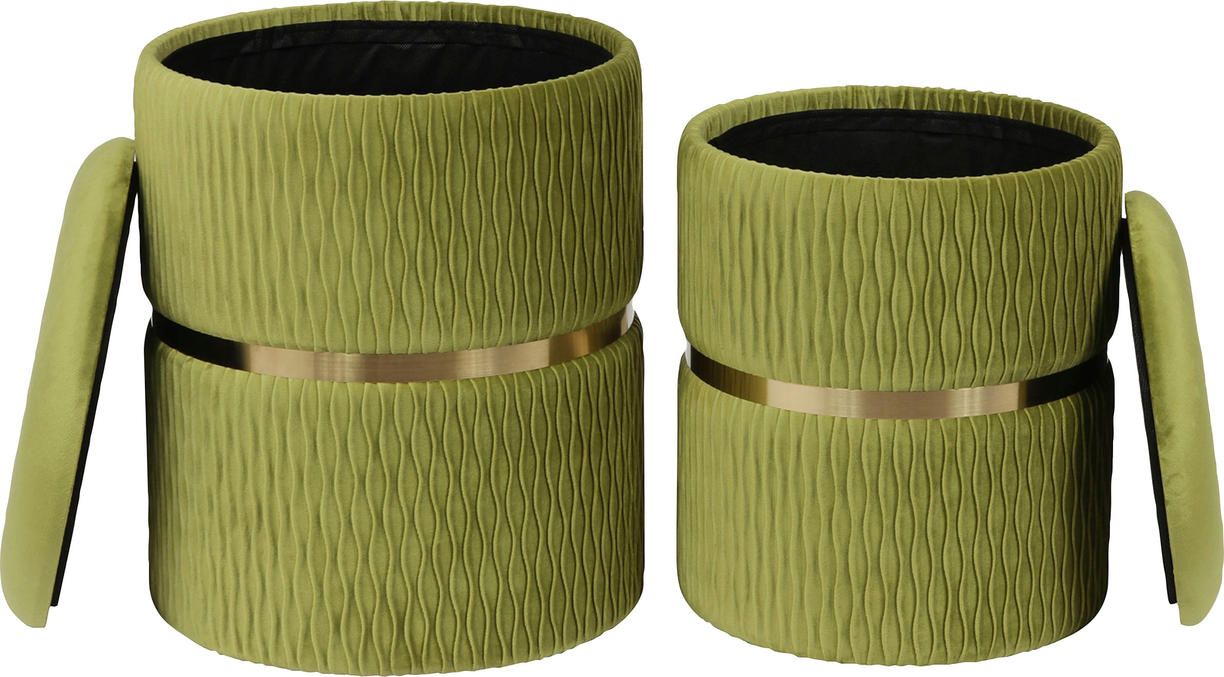 Kayoom Sitzhocker »Hocker Milas 2er-Set, Praktischer und versteckter Stauraum«, (Set, 2 St.), stapelbar, mit Stauraum, Edelstahlsockel, Farbenfroh unaufdringlich