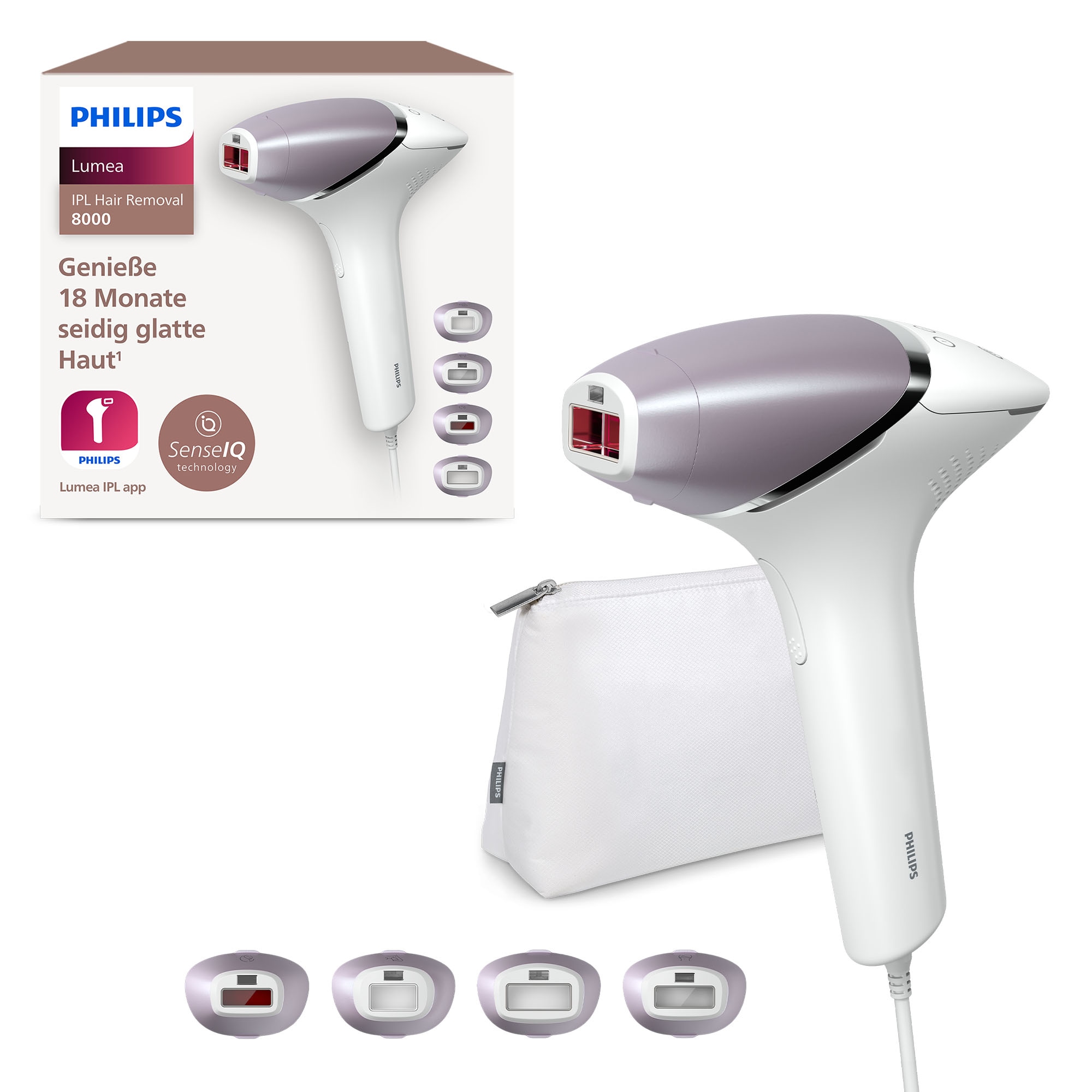 Philips IPL-Haarentferner »Lumea S8000 BRI947/00«, 450.000 Lichtimpulse, 4 Aufsätze (Achseln,...