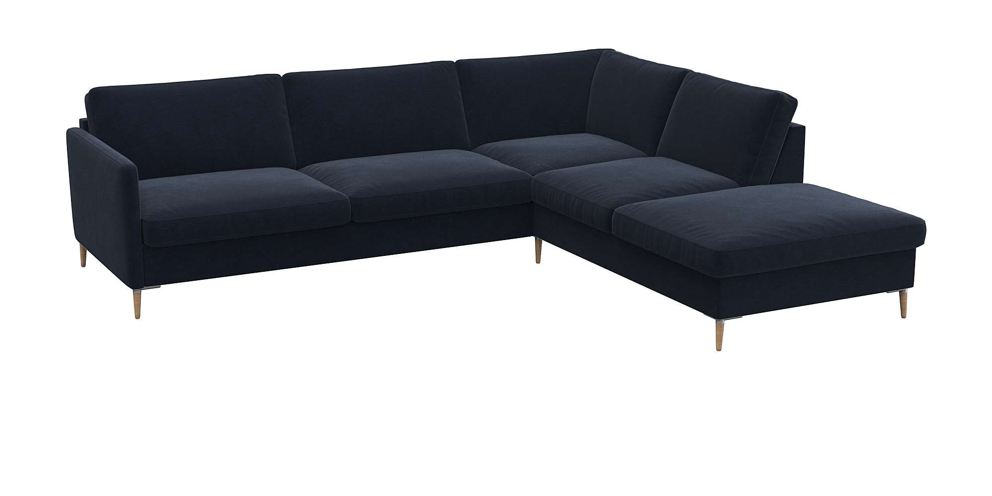 FLEXLUX Ecksofa »Fiore, super Sitzkomfort durch Kaltschaum im Sitz, L-Form«, schmale Armlehnen, Füße Alu+ Eiche